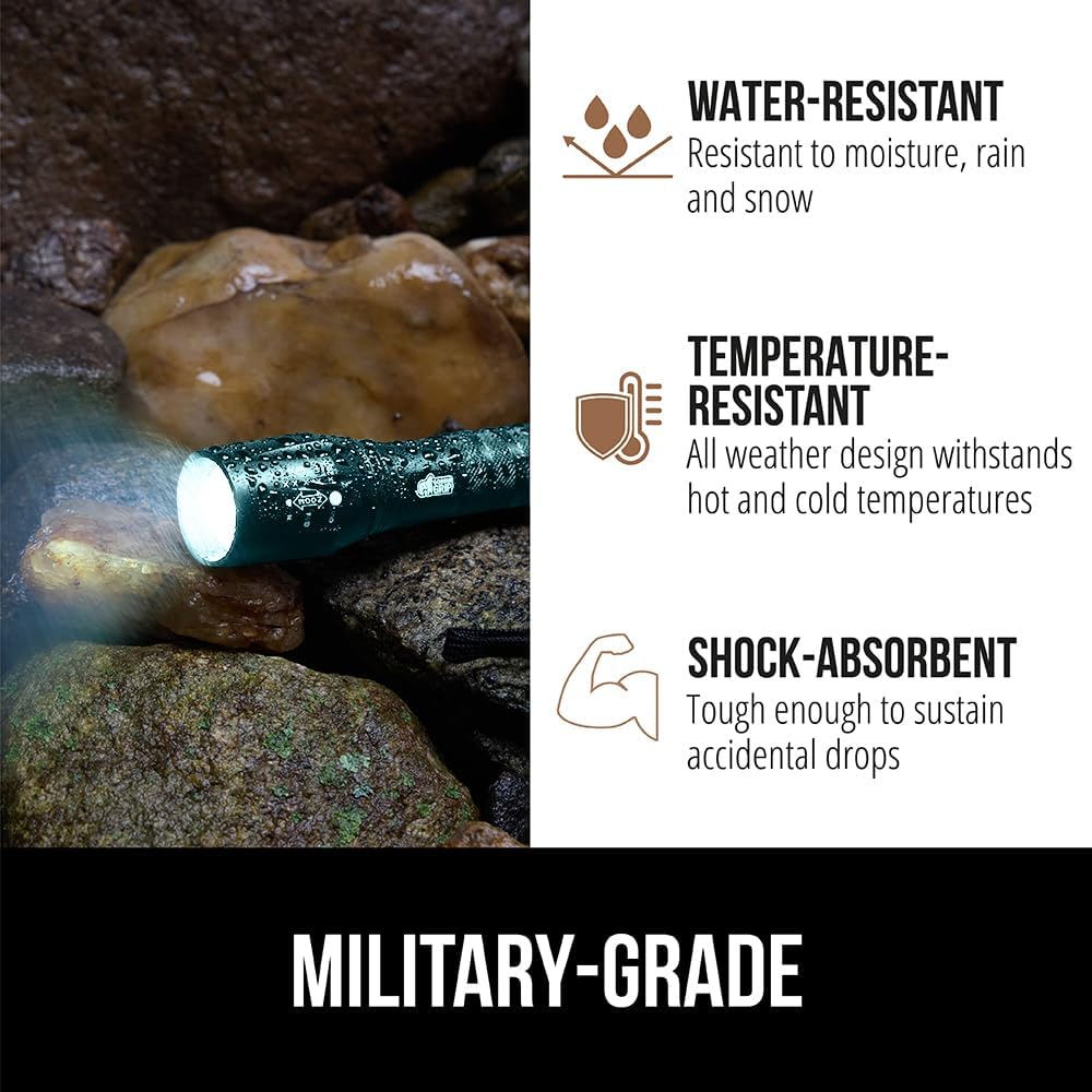 Detalle 1 de GORILLA GRIP 840316701945 LED Tactical Flashlight, 345 Lumens, 5 Modes