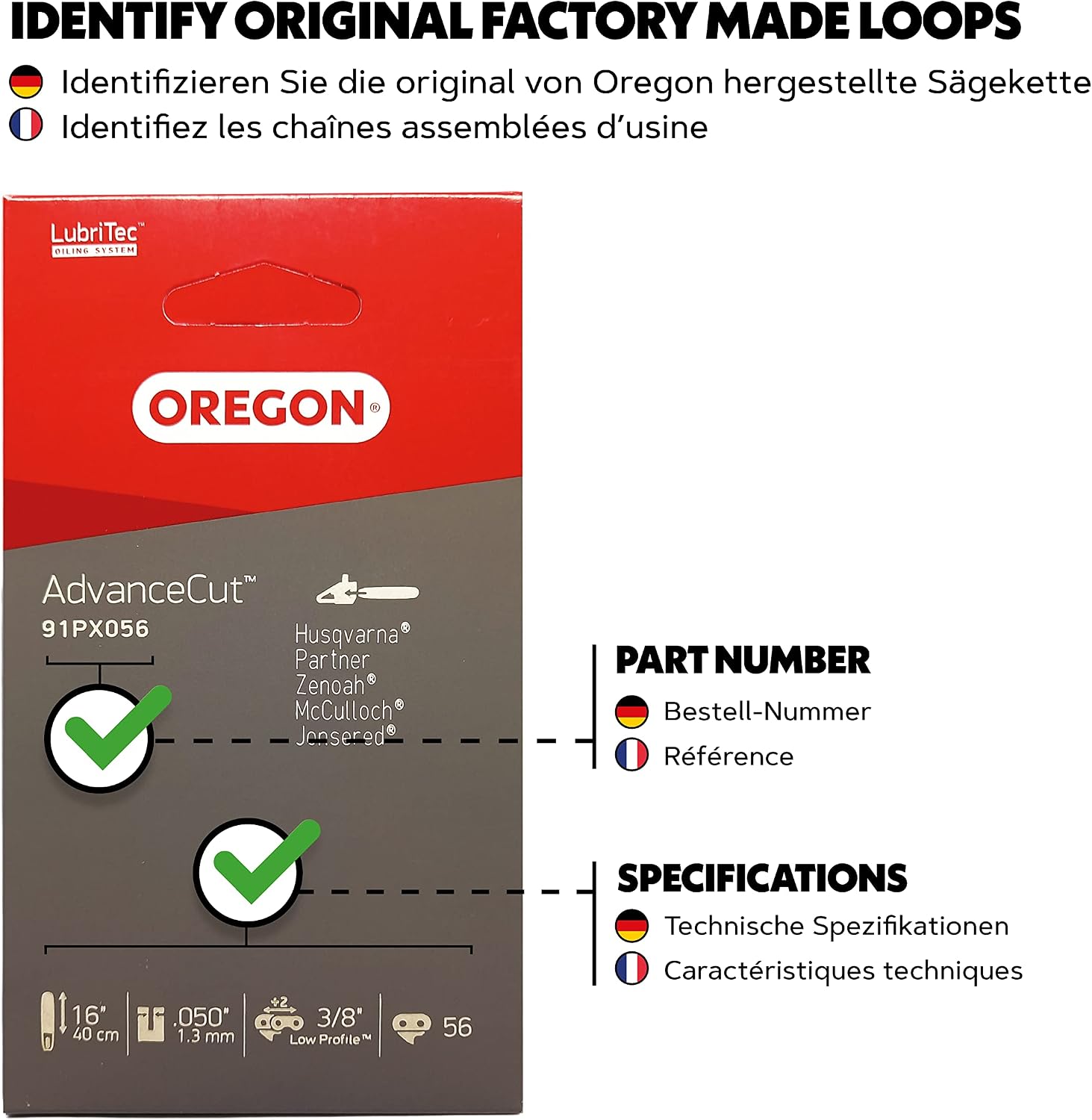Detalle 2 de Oregon AdvanceCut 91PX056E 56-link 16" chainsaw chain