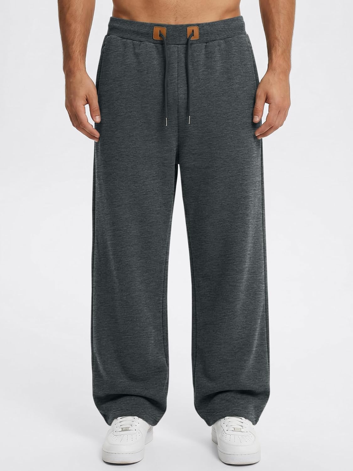 Detalle de JMIERR ZM5M772082-P Men's Wide-Leg Fleece Sweatpants with Zip Pockets