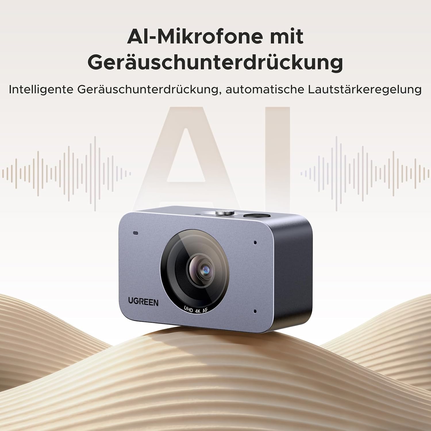 Detalle 2 de UGREEN FineCam 4K UHD Webcam mit Dual-Mikrofonen und Geräuschunterdrückung
