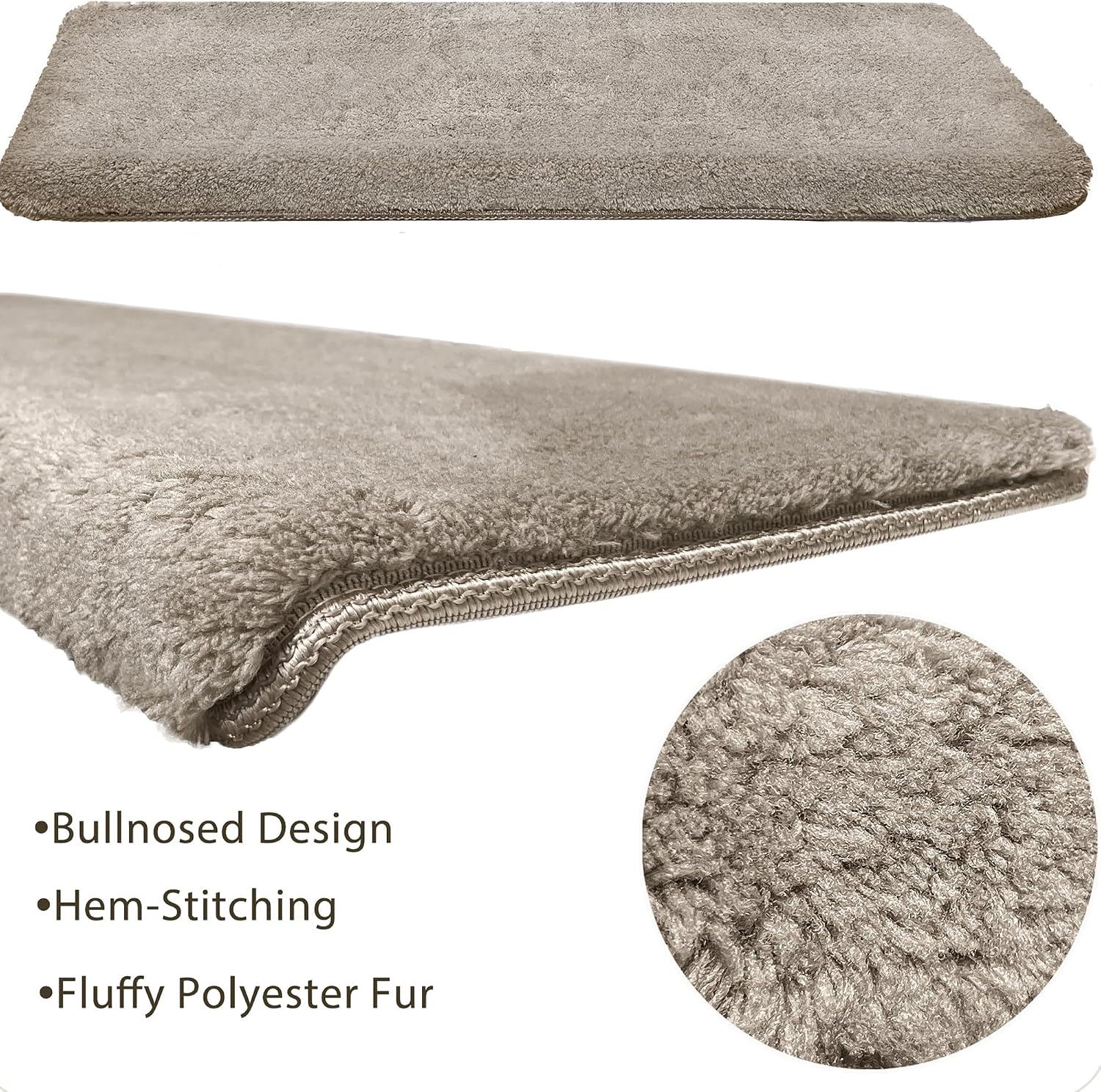 Thumbnail 6 de PURE ERA Bullnose Stair Treads, 9.5 x 30-Inch Plush Polyester, Cream Gray, 2 Pieces