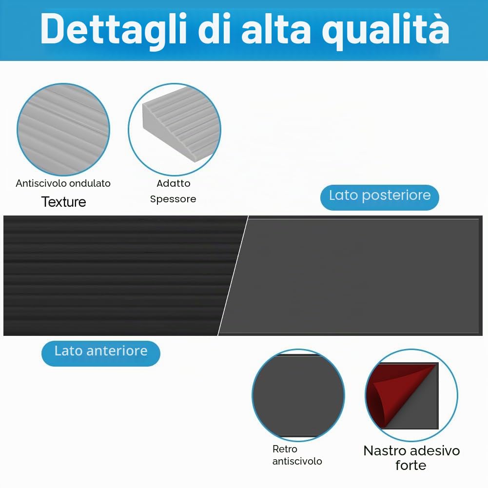 Thumbnail 2 de OSDUE Profilo di Transizione Pavimento Gomma Autoadesivo: rampa soglia in Gomma TPE grigio