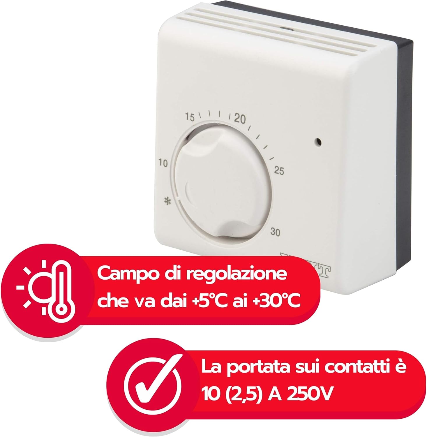 Detalle de POLY POOL PP1461 Termostato Ambientale Elettromeccanico 230V con Regolazione +5°C/+30°C