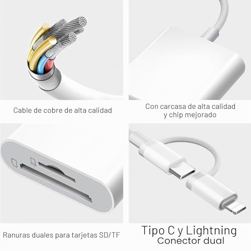 Thumbnail 6 de Lector SD USB‑C y Lightning de Ticenpe (Apple MFi) para iPhone/iPad, Mac y más