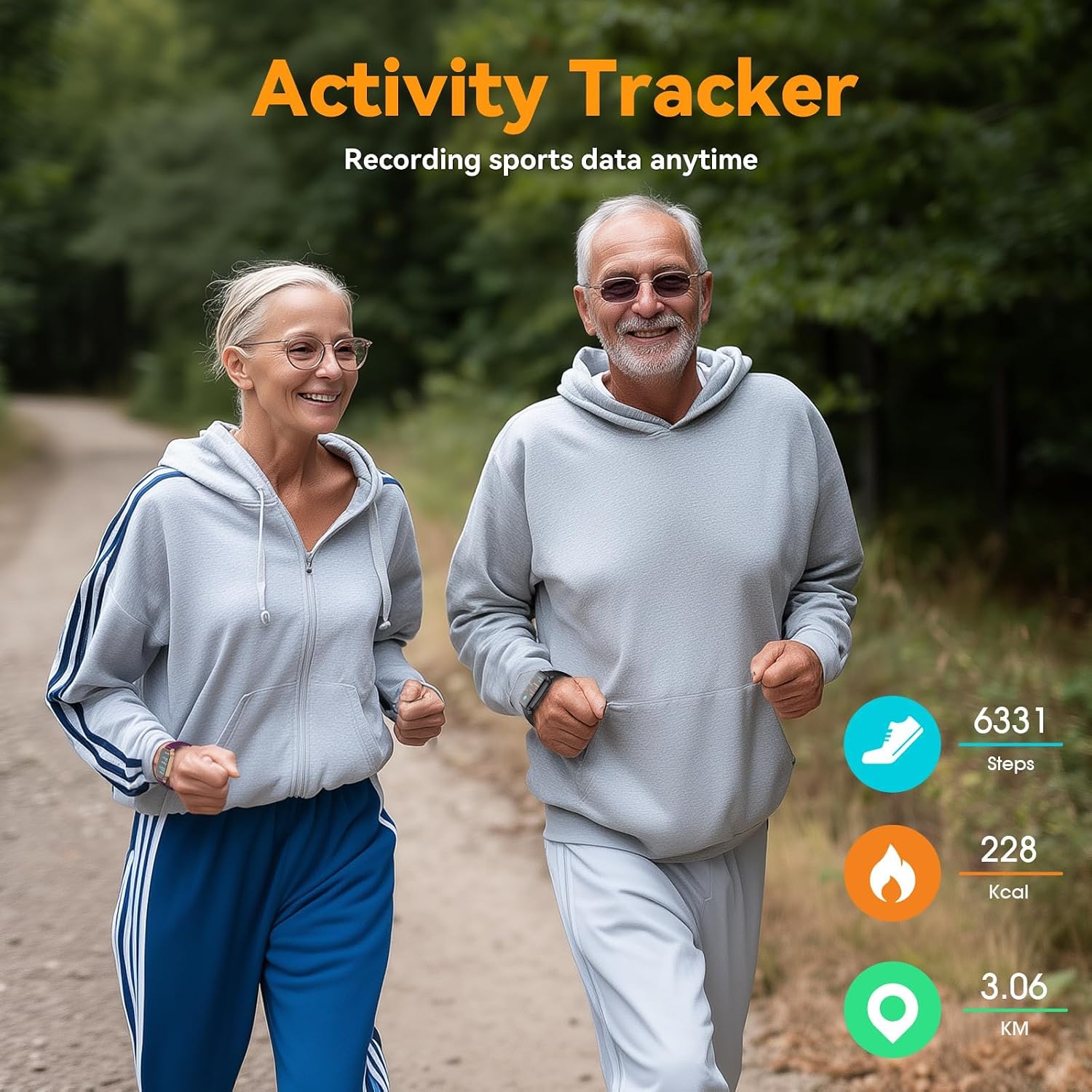 Detalle de DAVIKO Watch Fitness Tracker for Seniors, 1.83-Inch LCD, Heart Rate and Sleep Tracking