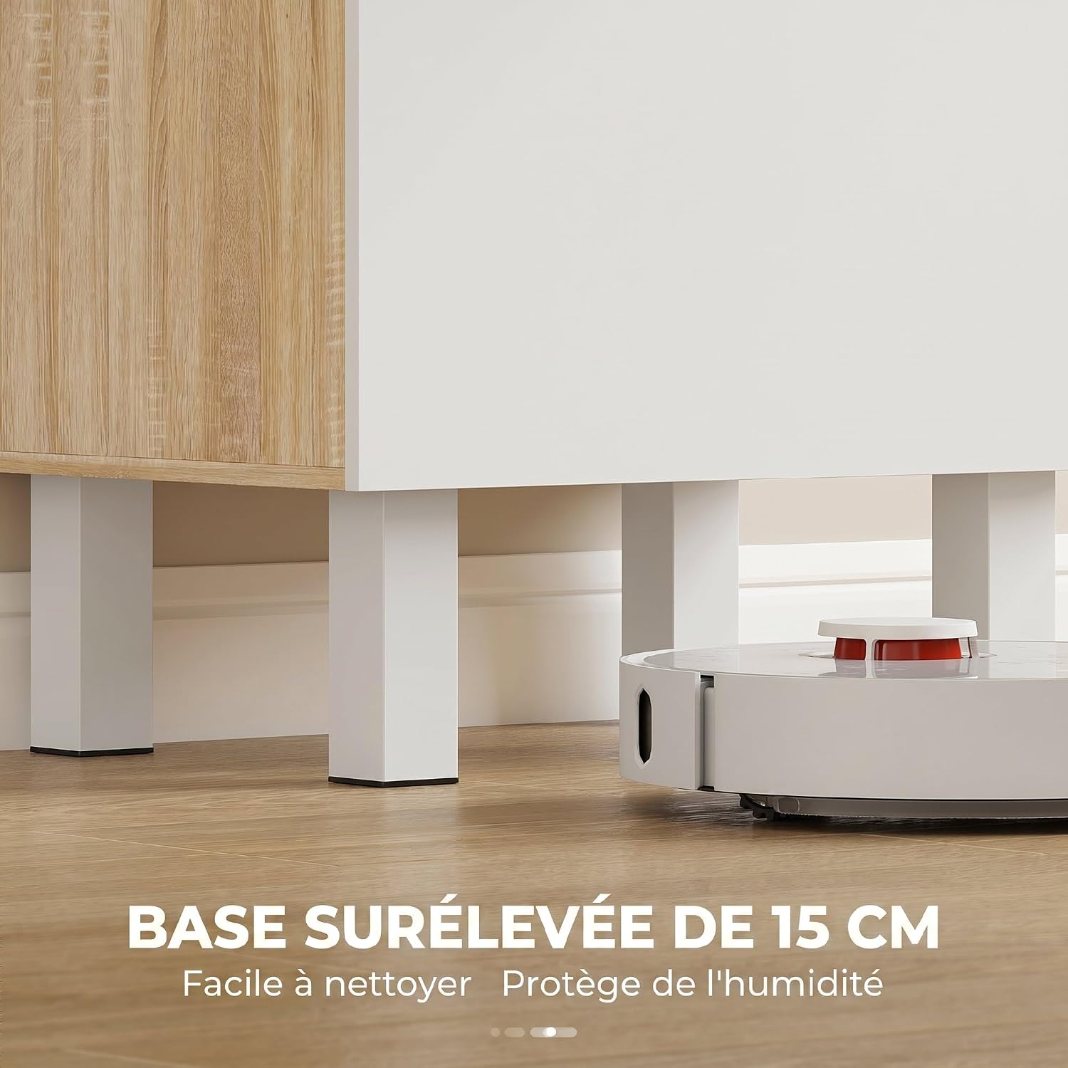Thumbnail 5 de HOMCOM Buffet Haut Cuisine – Armoire de Cuisine 55x40x174 cm, blanc et bois naturel