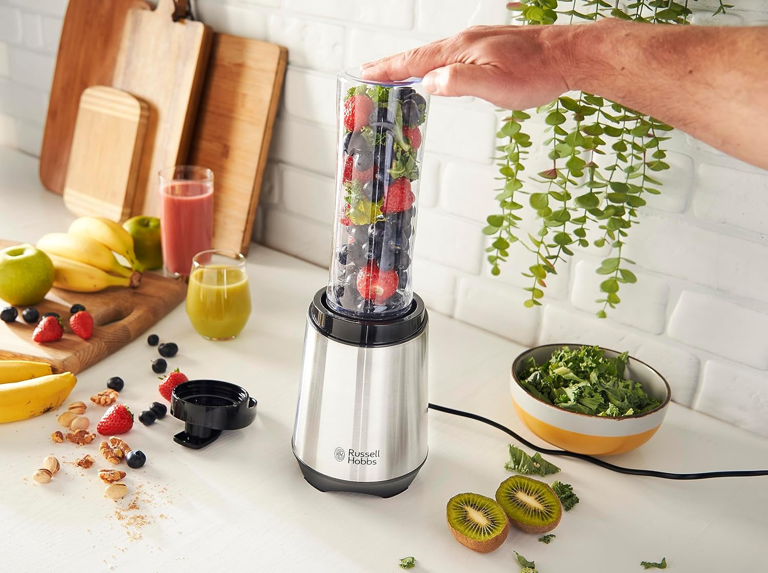 Detalle de Russell Hobbs Frullatore - Robot da cucina e Frullatore Portatile 23.500 giri/min, 600 ml, no BPA, lavabile in lavastoviglie