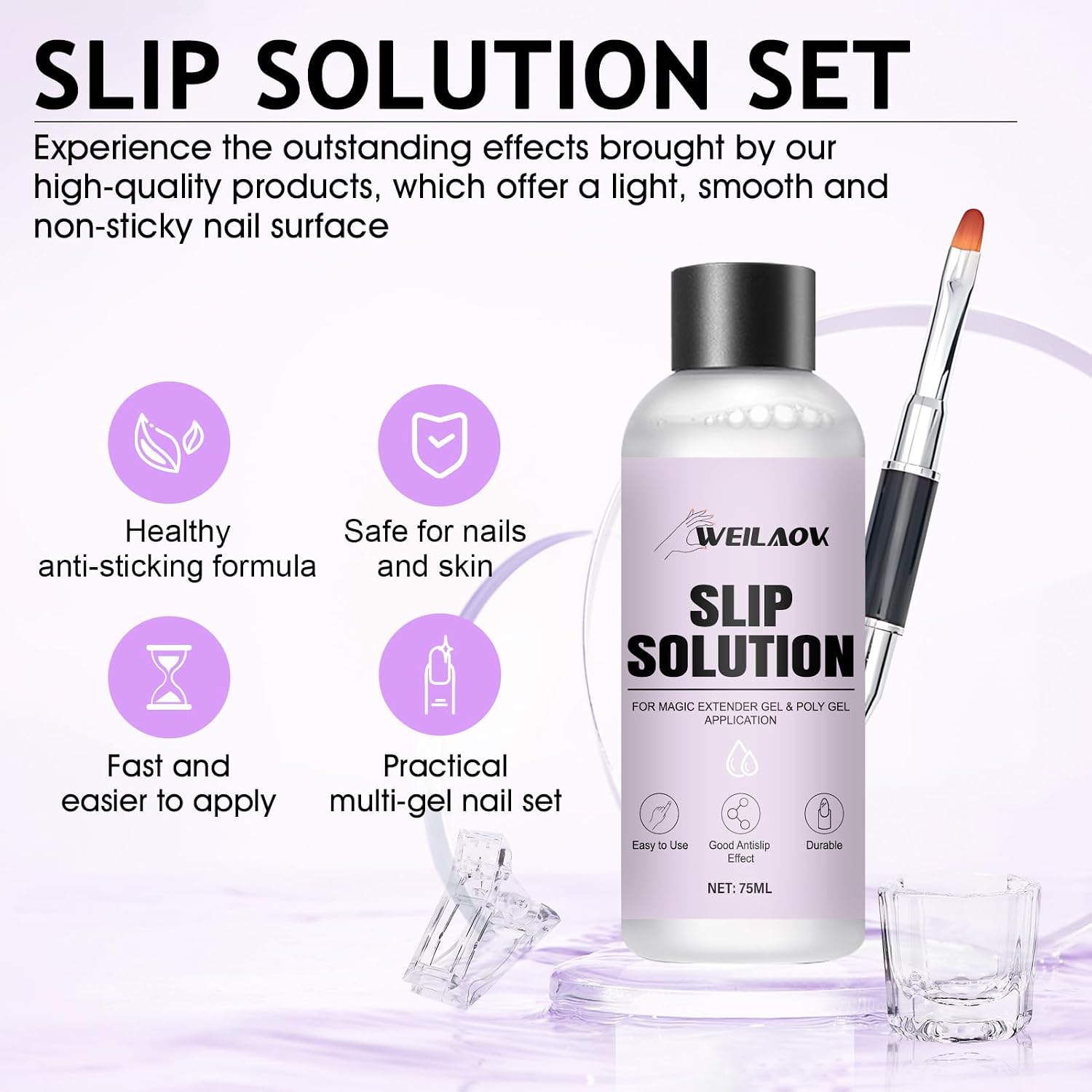 Thumbnail 1 de WEILAOK LM-UK025 Polygel Slip Solution 75 ml met dubbelzijdige tool