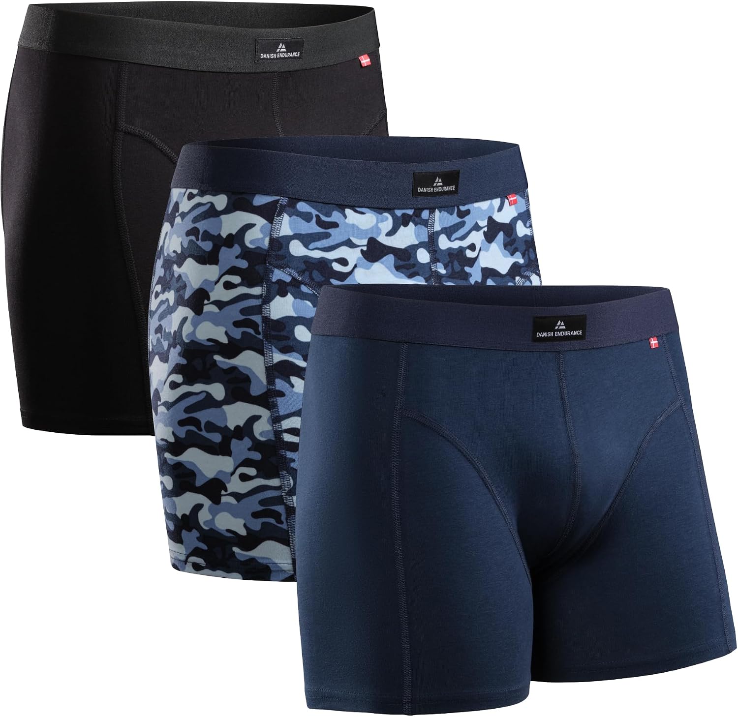 Detalle de DANISH ENDURANCE Boxer uomo in cotone elasticizzato, confezione da 3