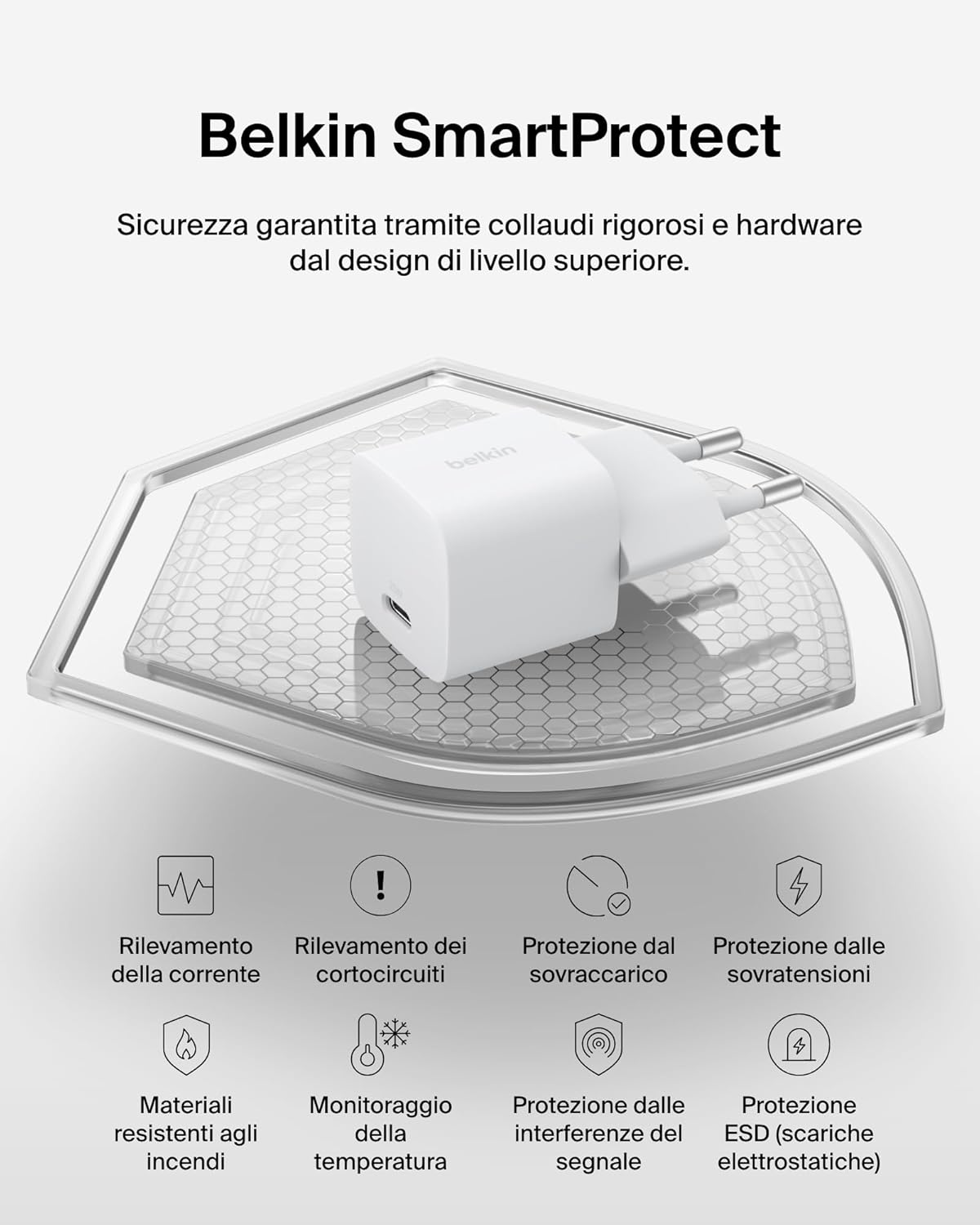 Detalle de Belkin Caricatore USB-C da 25 W: ricarica rapida PD 3.0 con PPS, compatibile con iPhone, Galaxy, Pixel e altro