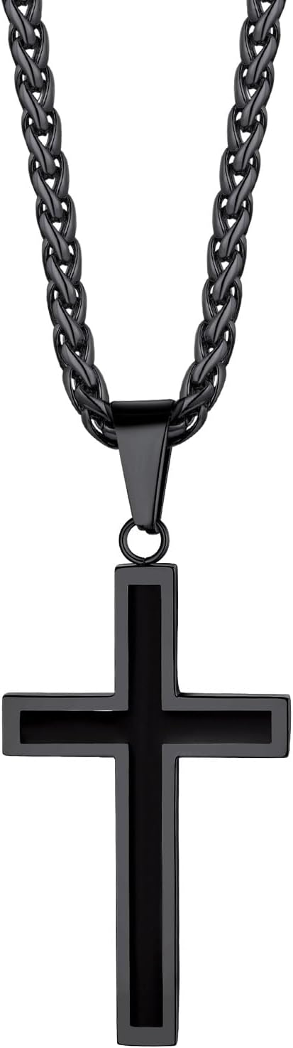 Detalle de Richsteel Kreuz-Kette für Herren – verstellbare Halskette mit Kreuzanhänger, Edelstahl in Silber/Gold/Schwarz