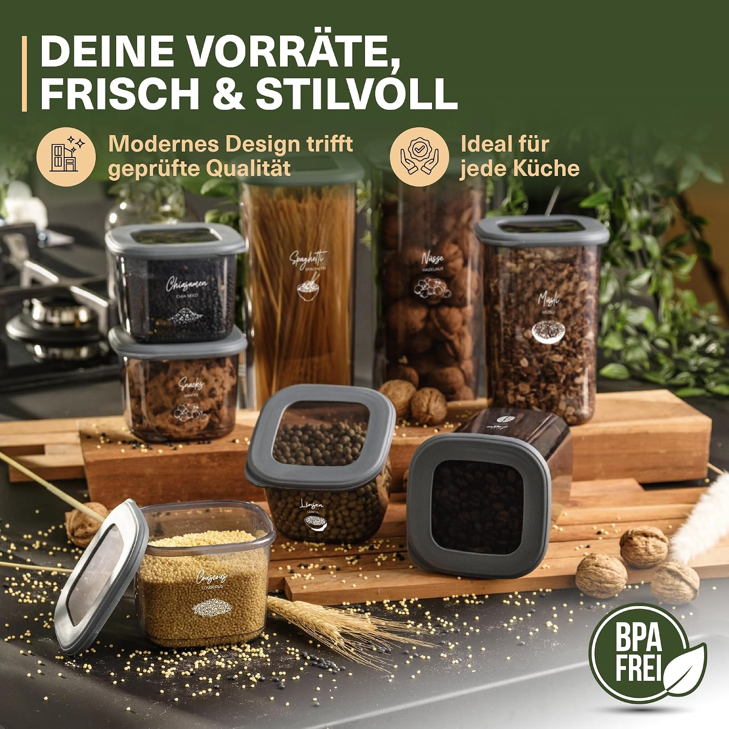 Detalle de Viwares Vorratsdosen mit Deckel Luftdicht – 24-teiliges Set, BPA-frei, Frischhaltedosen für Küche und Aufbewahrung