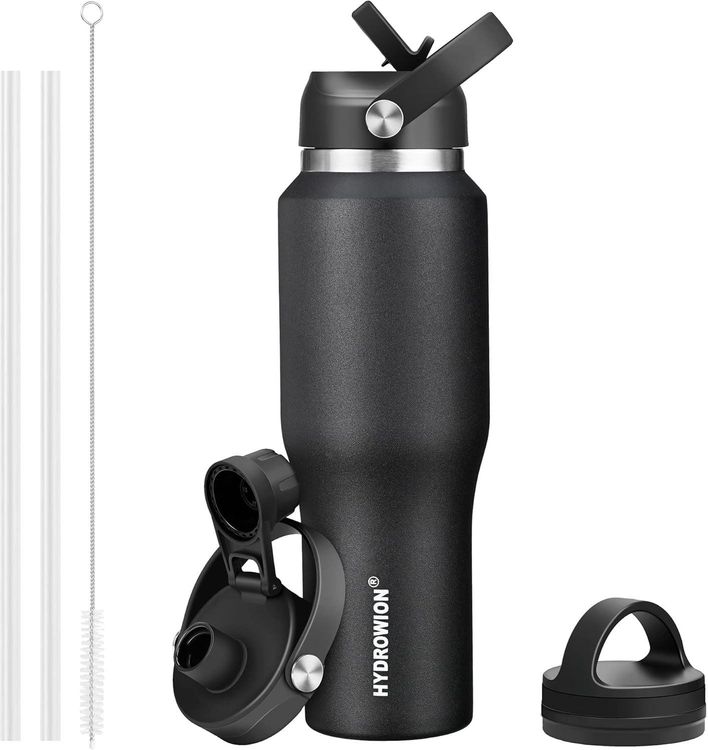 Detalle de HYDROWION 32oz Stainless Steel Water Bottle with 3 Lids — Vacuum Insulated, Fits in Cup Holders