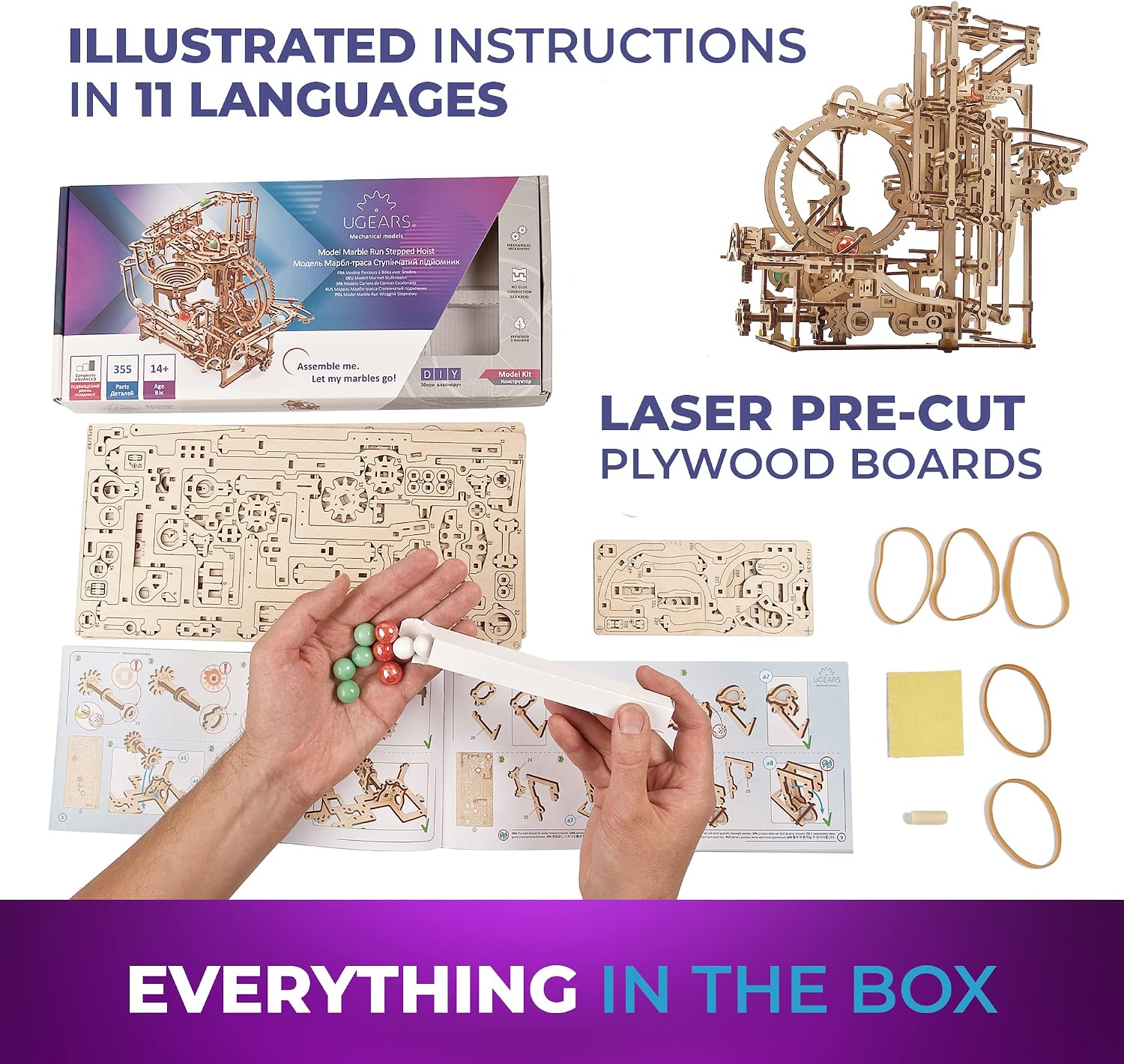 Detalle 2 de UGEARS Wooden Marble Run 355 pcs