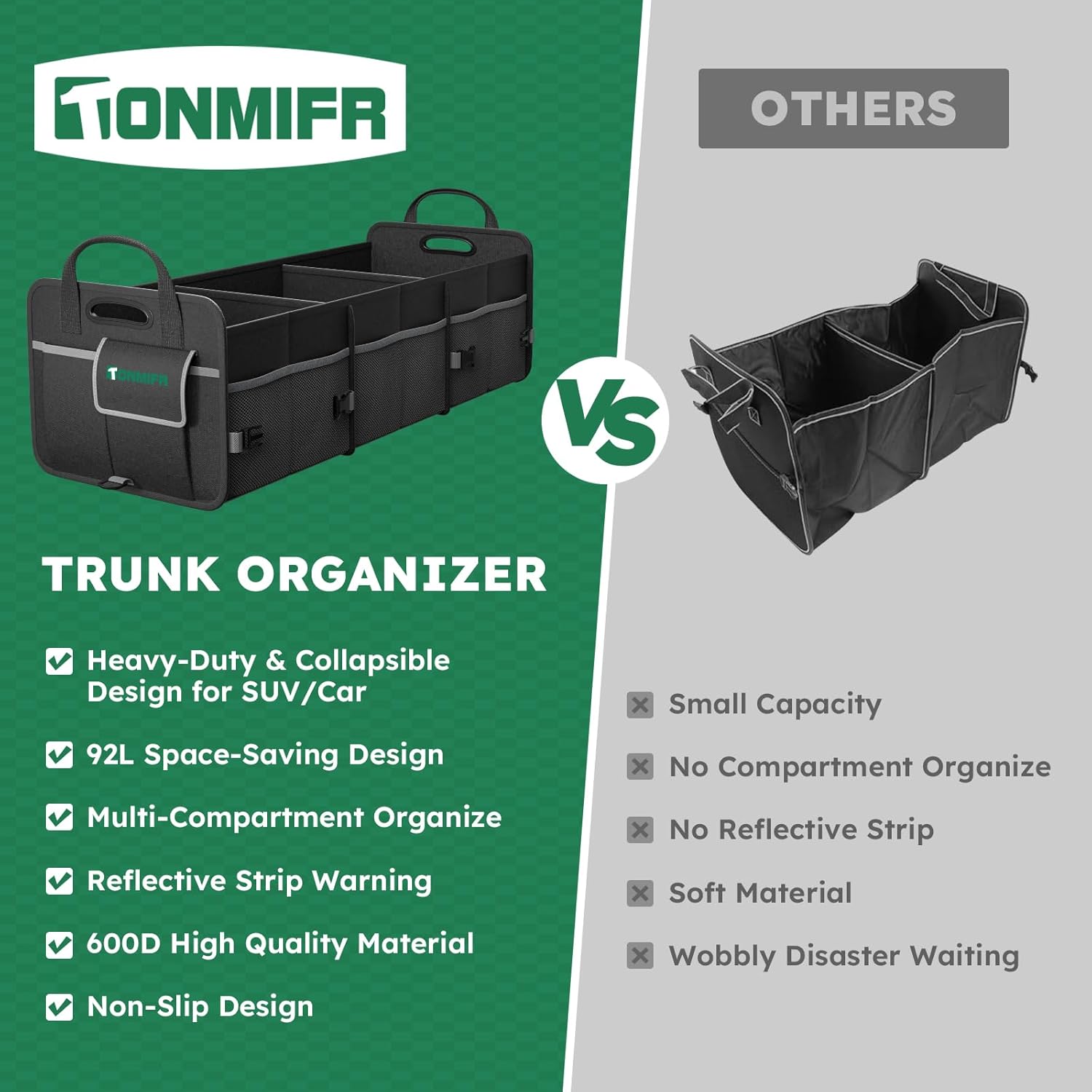 Detalle 2 de Tonmifr Heavy-Duty Trunk Organizer 92L