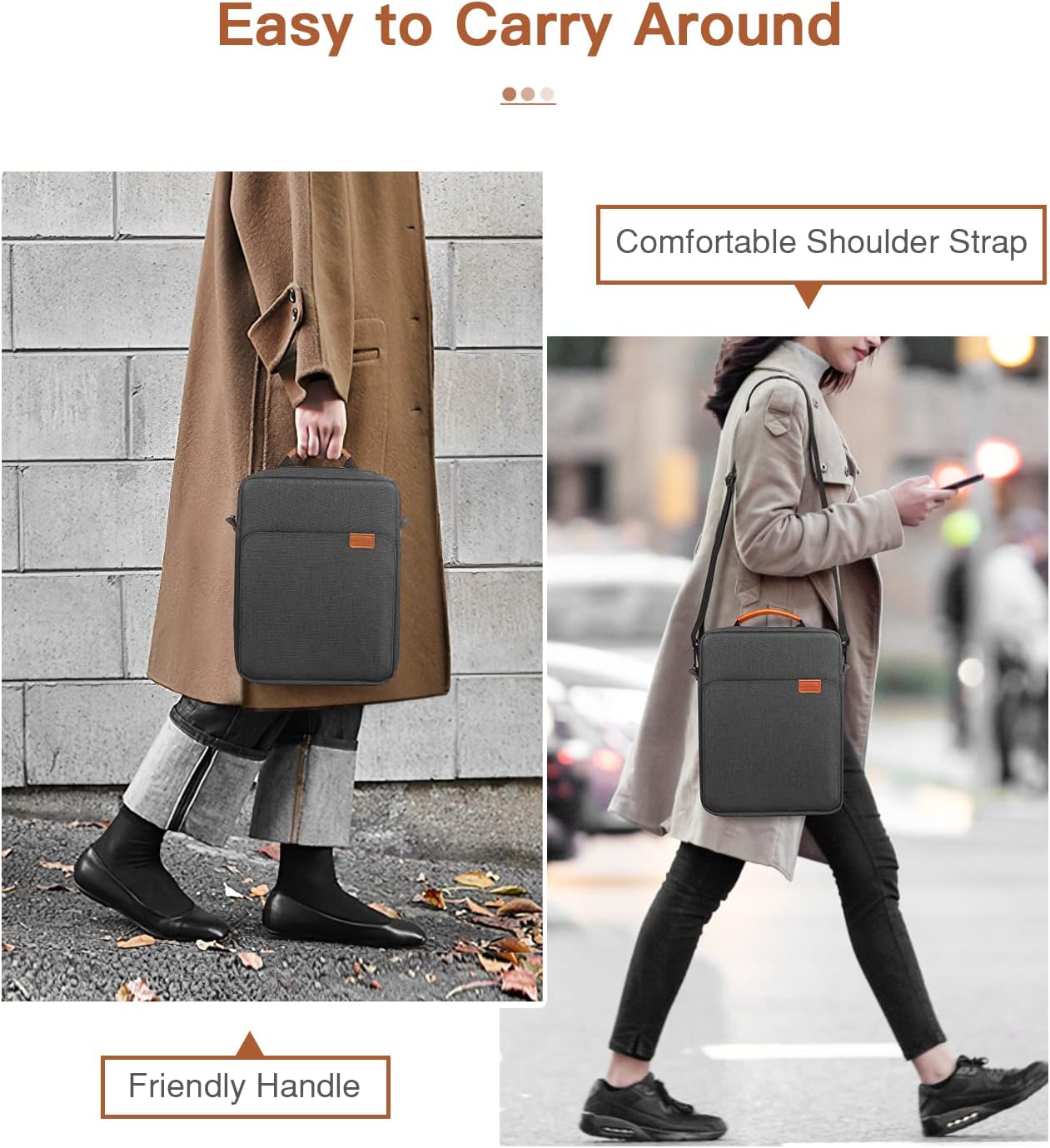 Thumbnail 6 de MoKo 13.3-14 Inch Laptop Sleeve Bag with Shoulder Strap for Mac Neo / Mac Pro / MacBook Air (14.2" fits) – Black & Gray