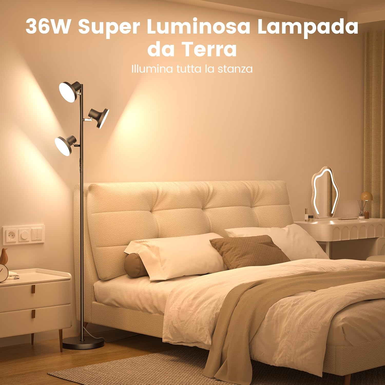 Thumbnail 1 de SIBRILLE Lampada da Terra Salotto 36W con telecomando, 3 luci e dimmer 2700K–6500K
