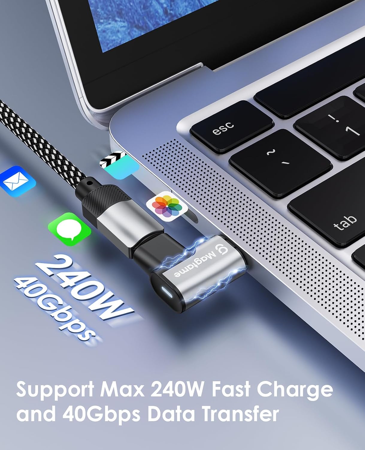 Thumbnail 5 de Magtame 240W Magnetic USB-C 90 Degree Adapter (Right Angle) with 2 x 24-pin tips