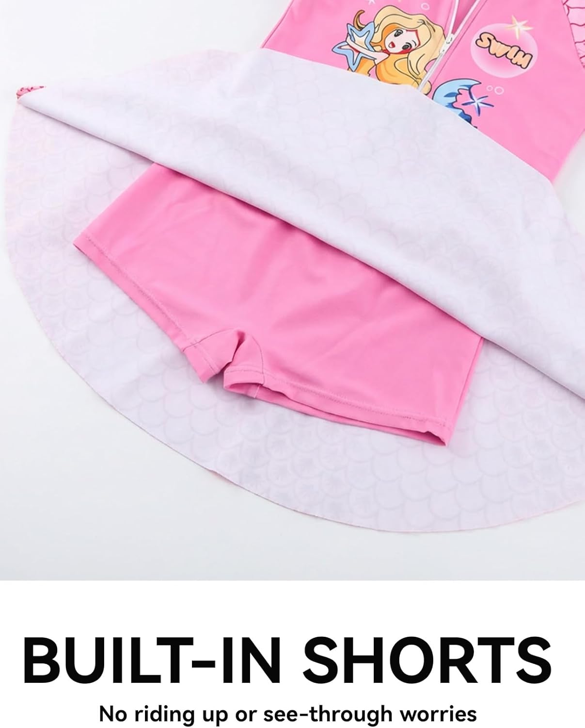 Thumbnail 2 de JiAmy Girls Skirted One-Piece Swimsuit with Zip Front (3–12 Years) — UV Safe, Built-in Briefs