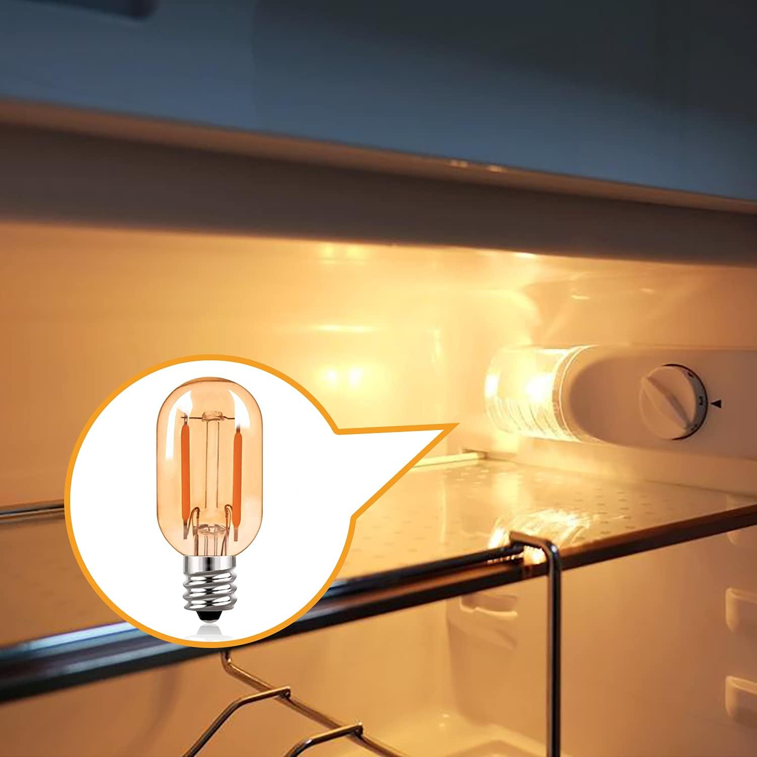 Thumbnail 5 de Hcnew T22 E14 LED-filamentlamp 1 W, amberglas, 2200 K, 5 stuks