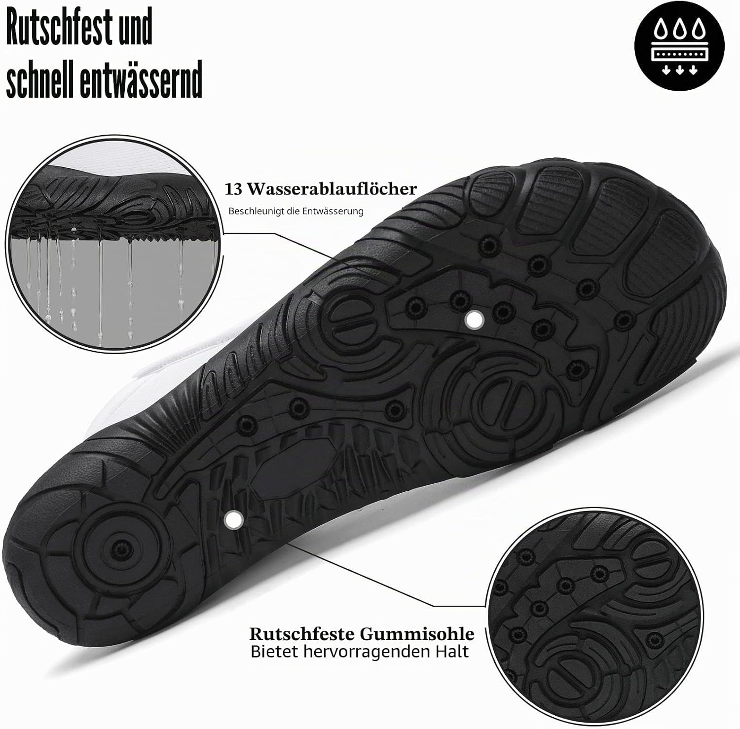 Detalle de Mishansha Badeschuhe – Unisex Aquaschuhe, atmungsaktiv & schnelltrocknend, EU 36–46
