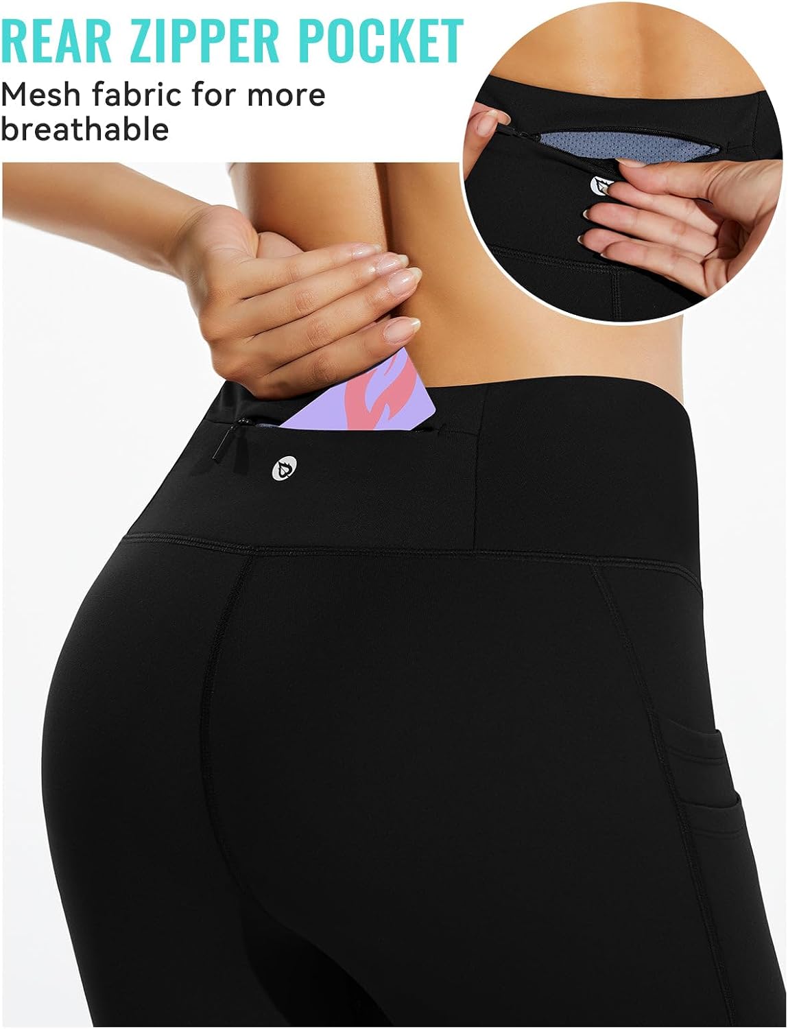 Detalle 2 de BALEAF Women's Fleece-Lined High-Waist Running Leggings 🏃♀