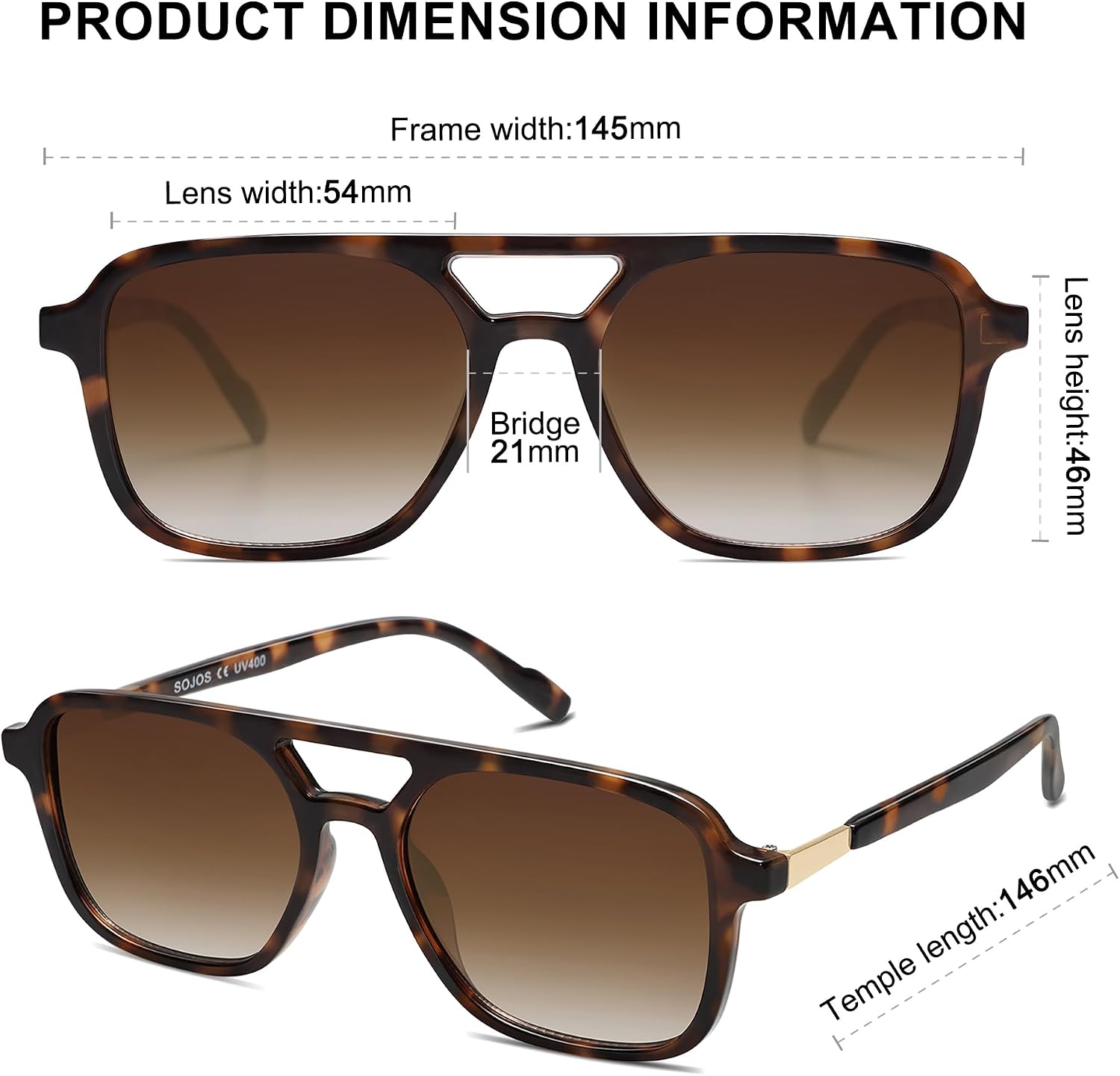 Thumbnail 4 de SOJOS SJ2202C3 Retro Aviator Sunglasses – Timeless Rectangle Aviators for Everyone