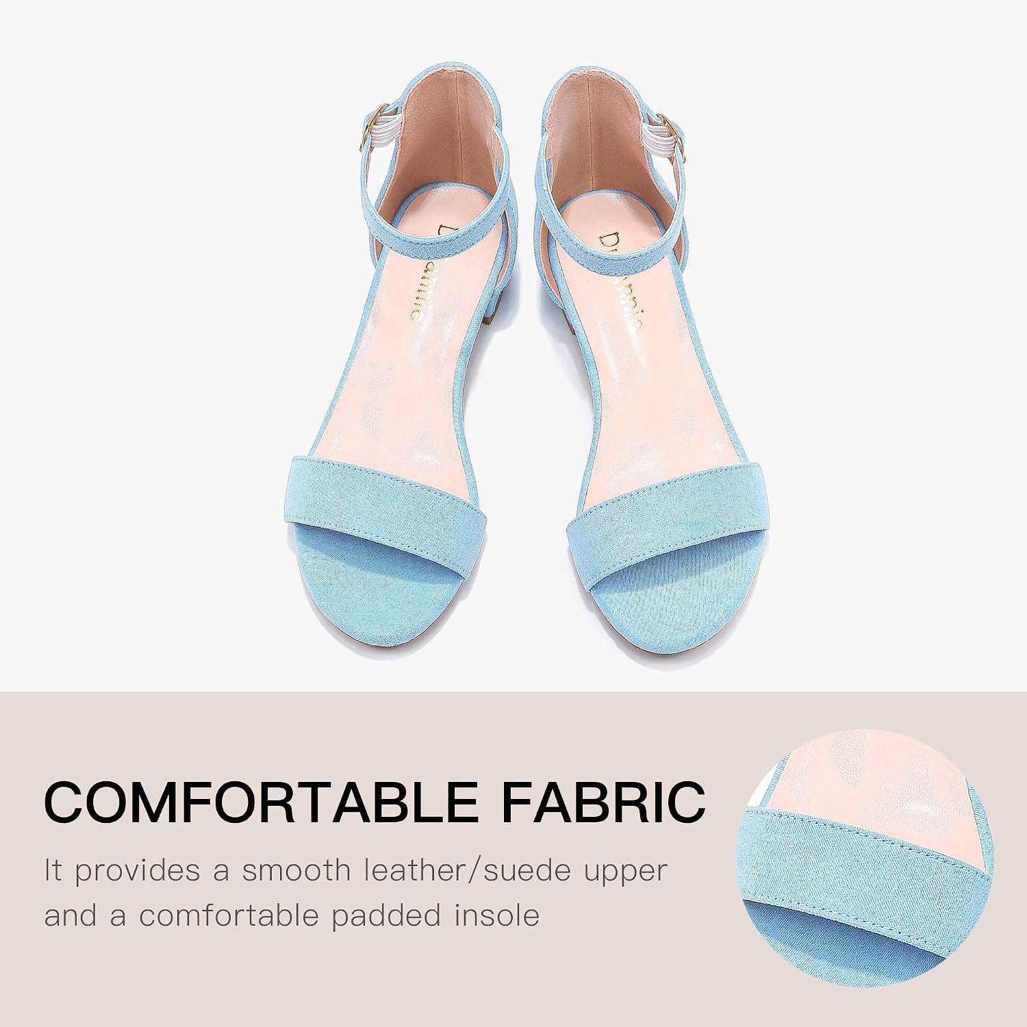 Detalle de Dufannie Girls Dress Sandals with 1.2-Inch Low Block Heel and Adjustable Strap