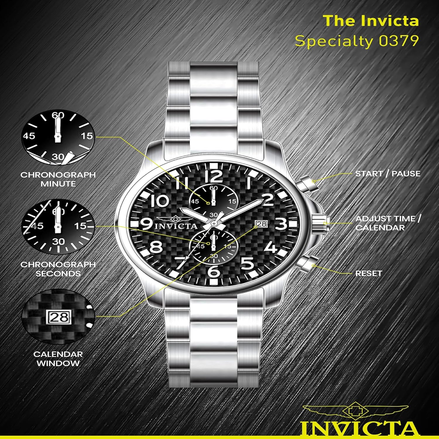 Thumbnail 3 de Invicta Specialty Montre Homme 48 mm - Mouvement Quartz en Acier Inoxydable