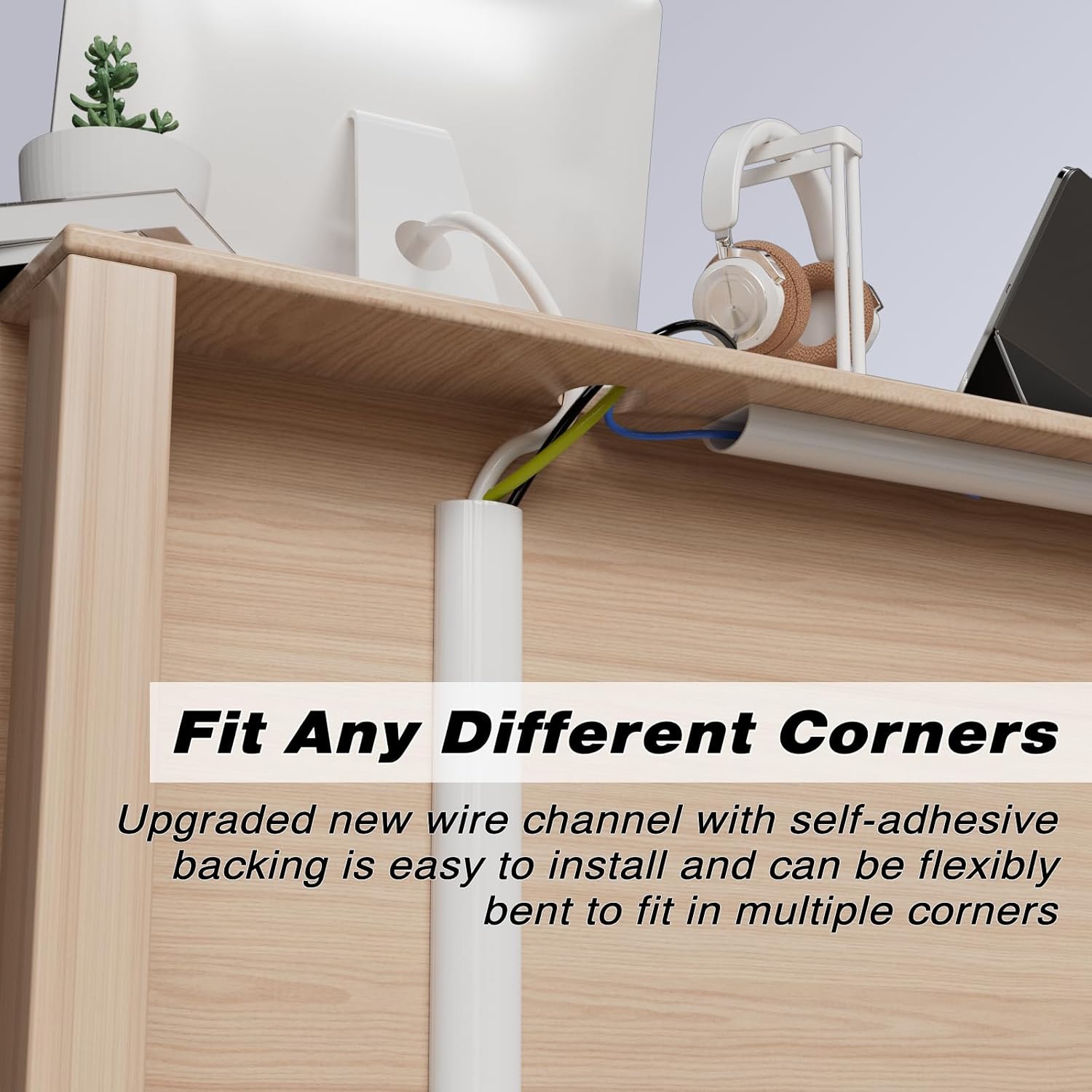 Thumbnail 4 de 300cm White Silicone Cable Trunking — Flexible Self-Adhesive Wire Covers for 2–3 Cables (27 mm × 15 mm)