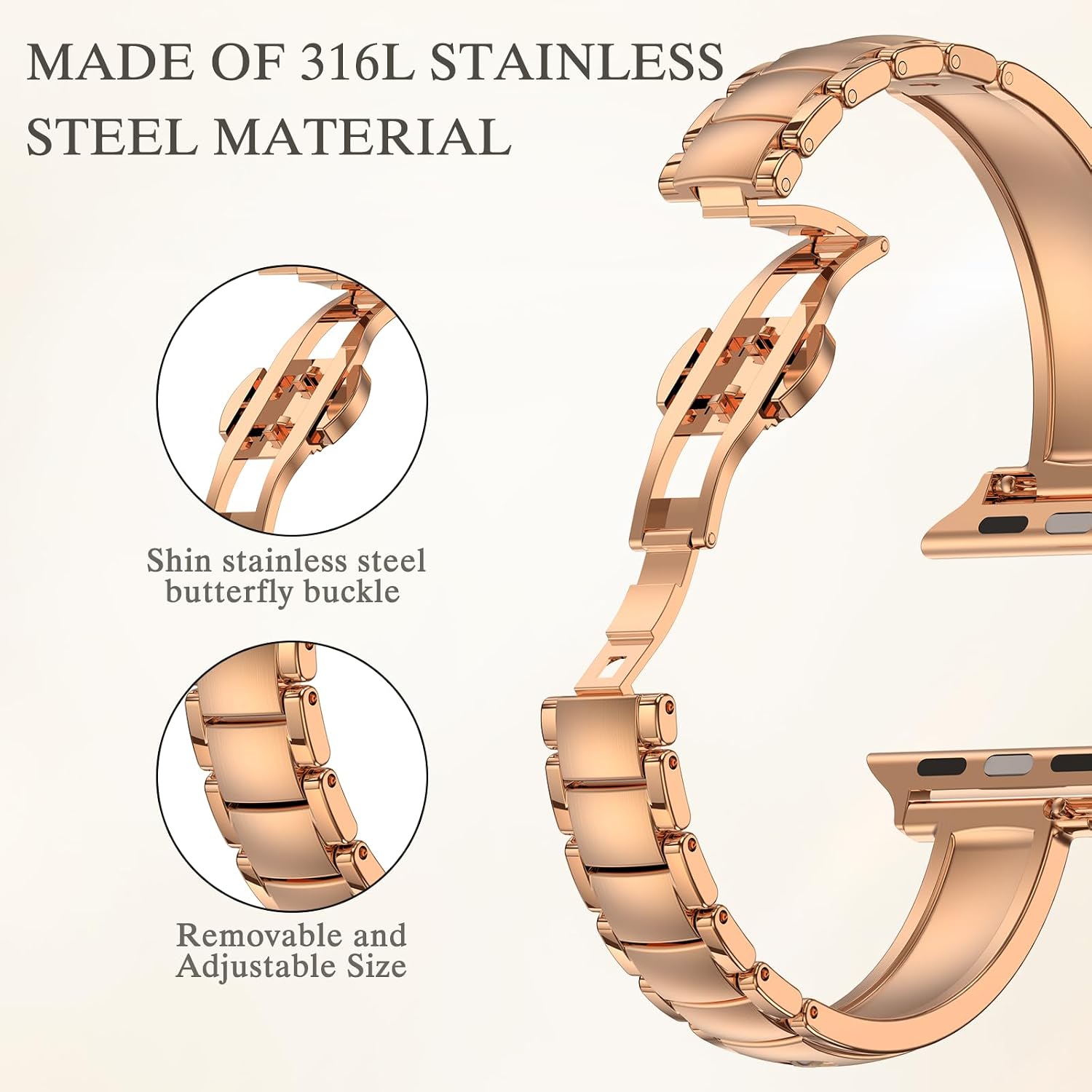 Thumbnail 5 de BAITEYOU Apple Watch Band, 316 Stainless Steel