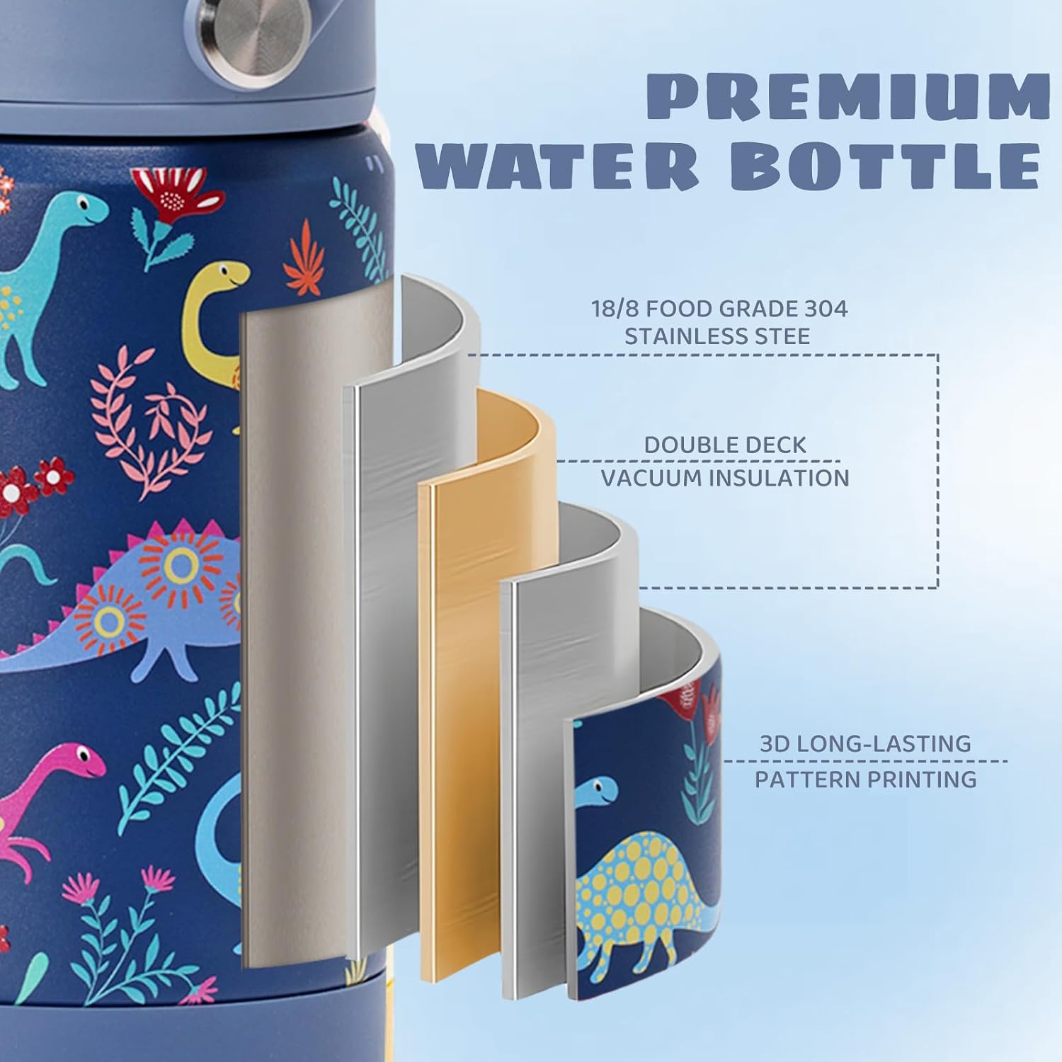 Thumbnail 1 de pluseight Kids Insulated Water Bottle 12 oz