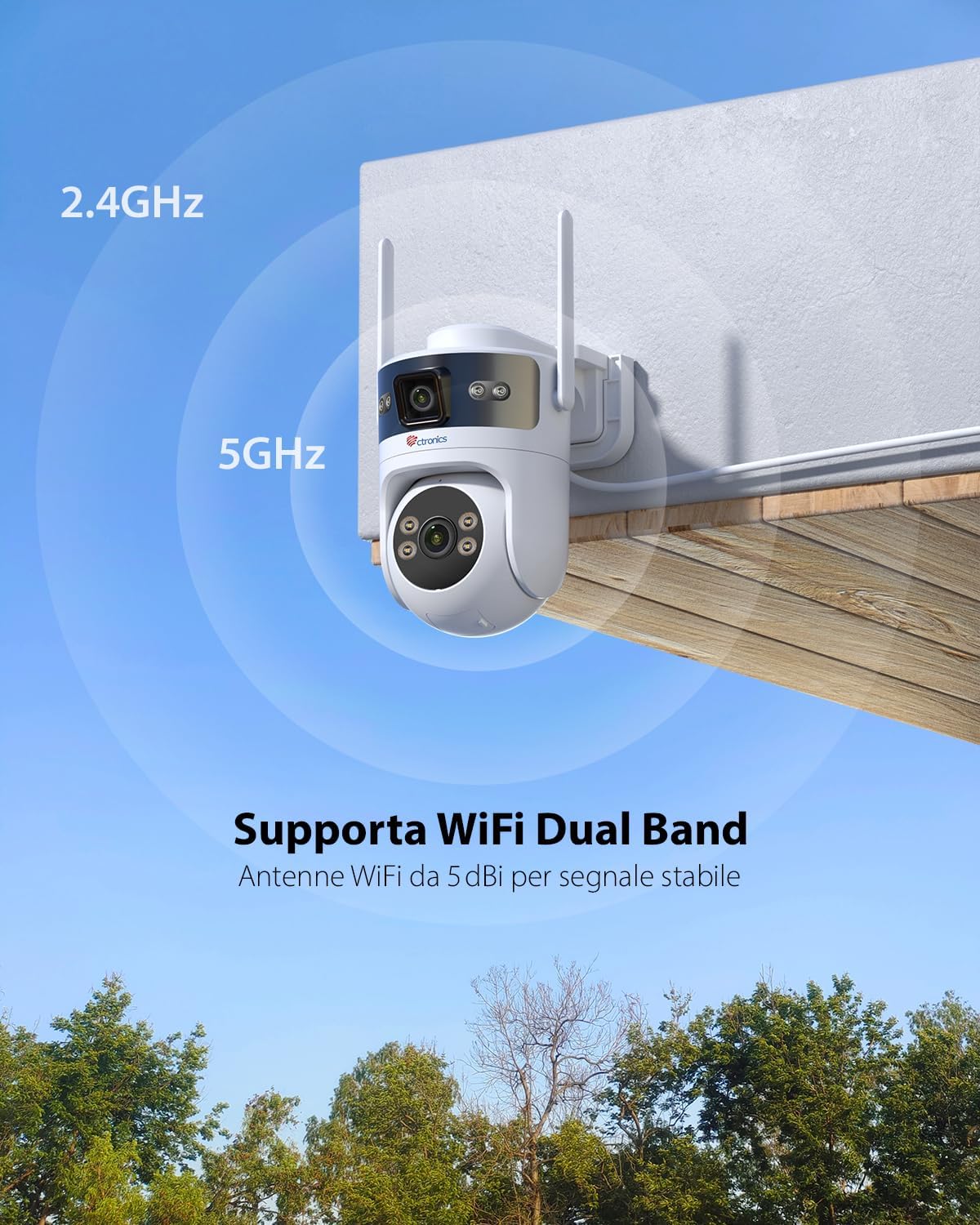 Thumbnail 3 de Ctronics PoE Telecamera Wi-Fi Esterno Doppio Obiettivo: Sorveglianza 360° con Tracciamento AI