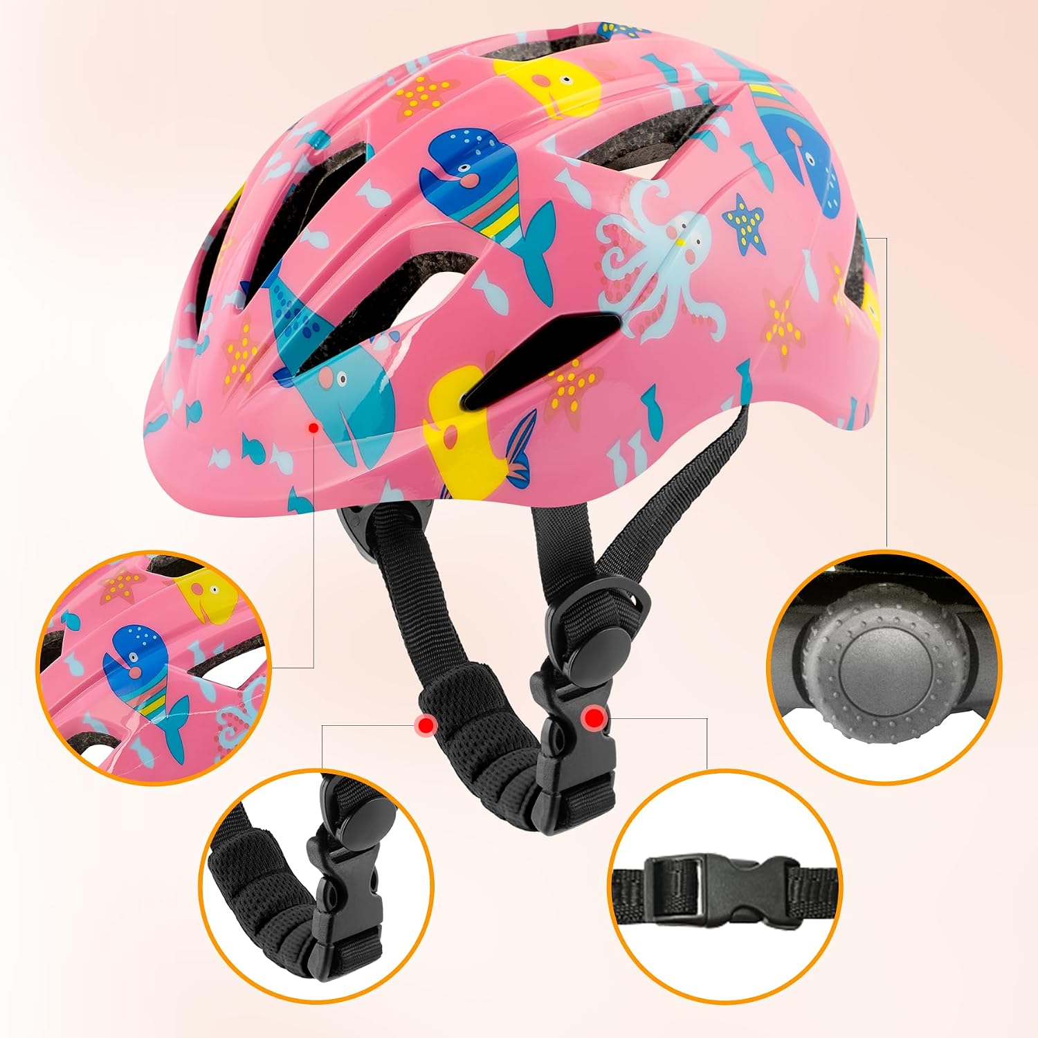 Detalle 2 de Kids Bike Helmet Adjustable Multi-Sport Protective Helmet with ABS Shell & EPS Foam (CPSC/ASTM) for Toddlers, Kids & Youth