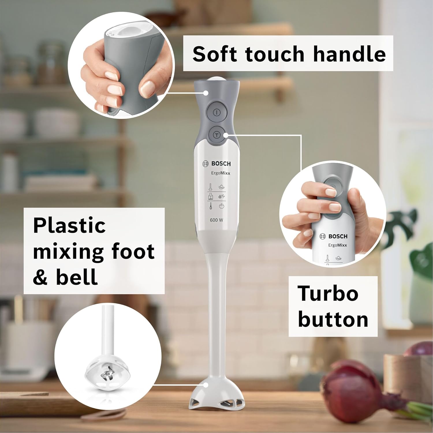 Thumbnail 3 de Bosch ErgoMixx MSM66020GB hand blender with mini chopper and beaker (600W) - white