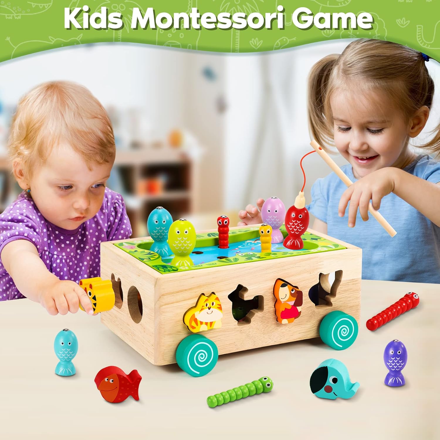 Thumbnail 6 de Montessori Wooden 6‑in‑1 Learning Toy 🎣