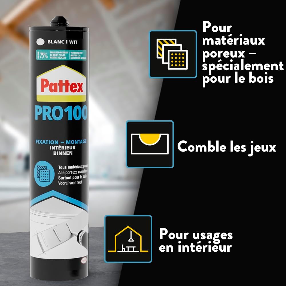Thumbnail 2 de Pattex PL 100 Colle Acrylique – Lot de 3 cartouches de 380 g + 1 gratuite
