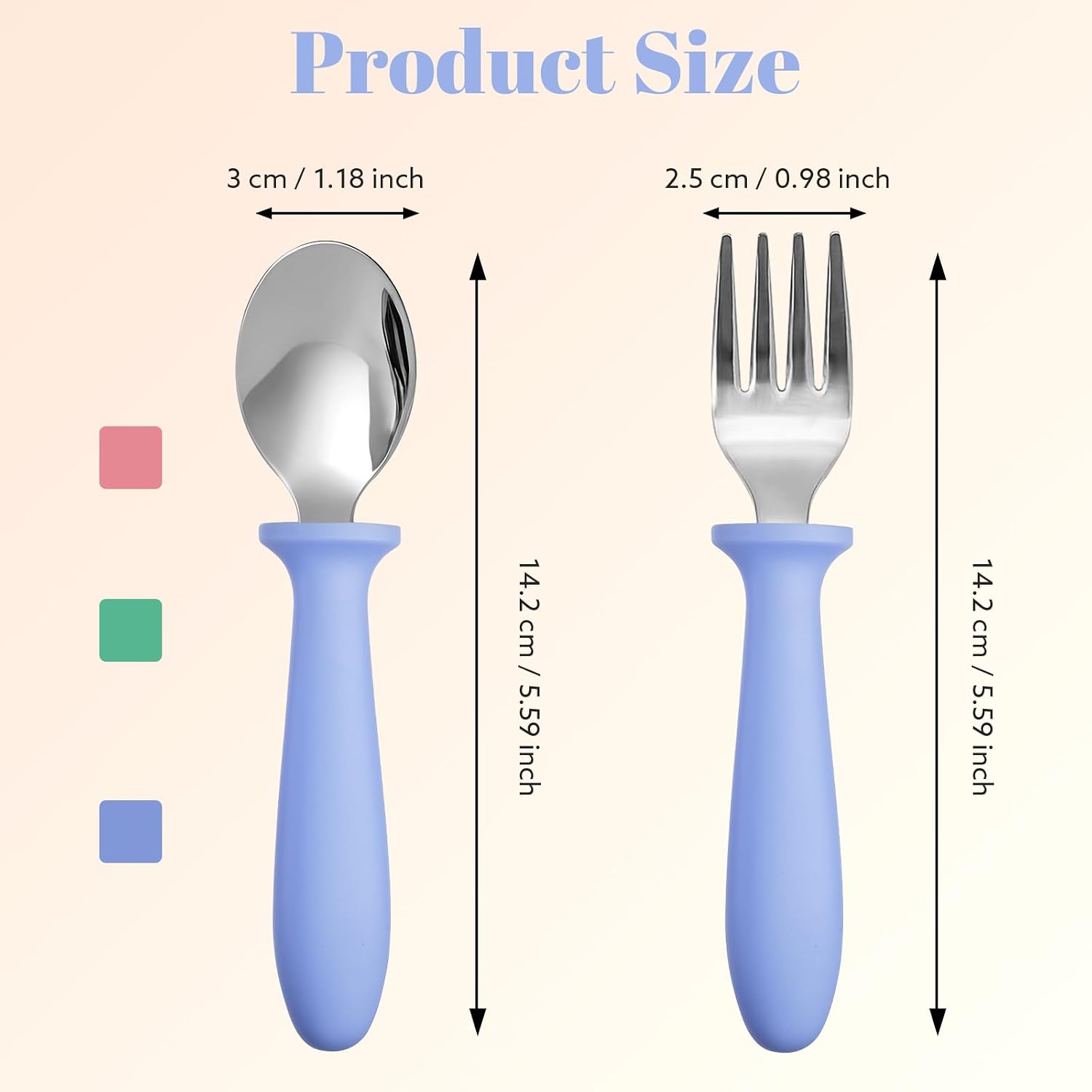 Detalle 2 de Pimoys G1951K-11-N Toddler Utensil Set, 18/8 Stainless Steel, 6 Pieces