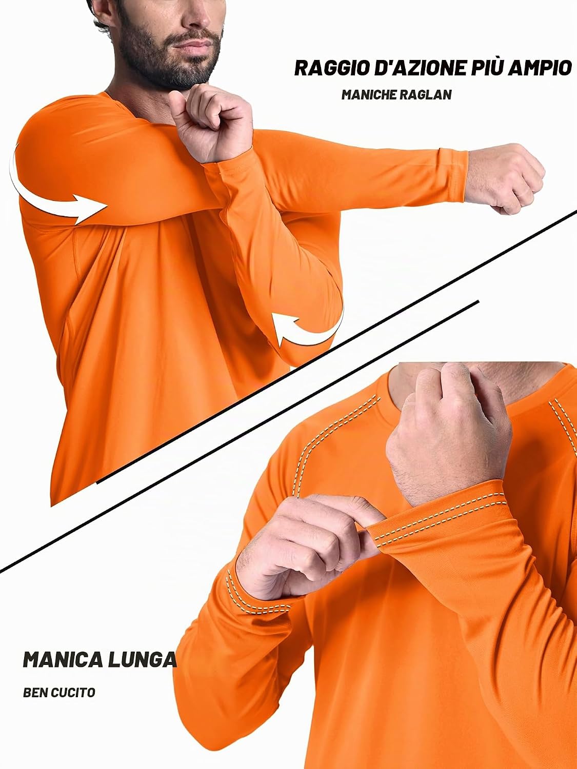 Detalle de KEFITEVD Maglietta a Maniche Lunghe con Protezione UV UPF 50+ per Escursionismo - Leggera e Traspirante