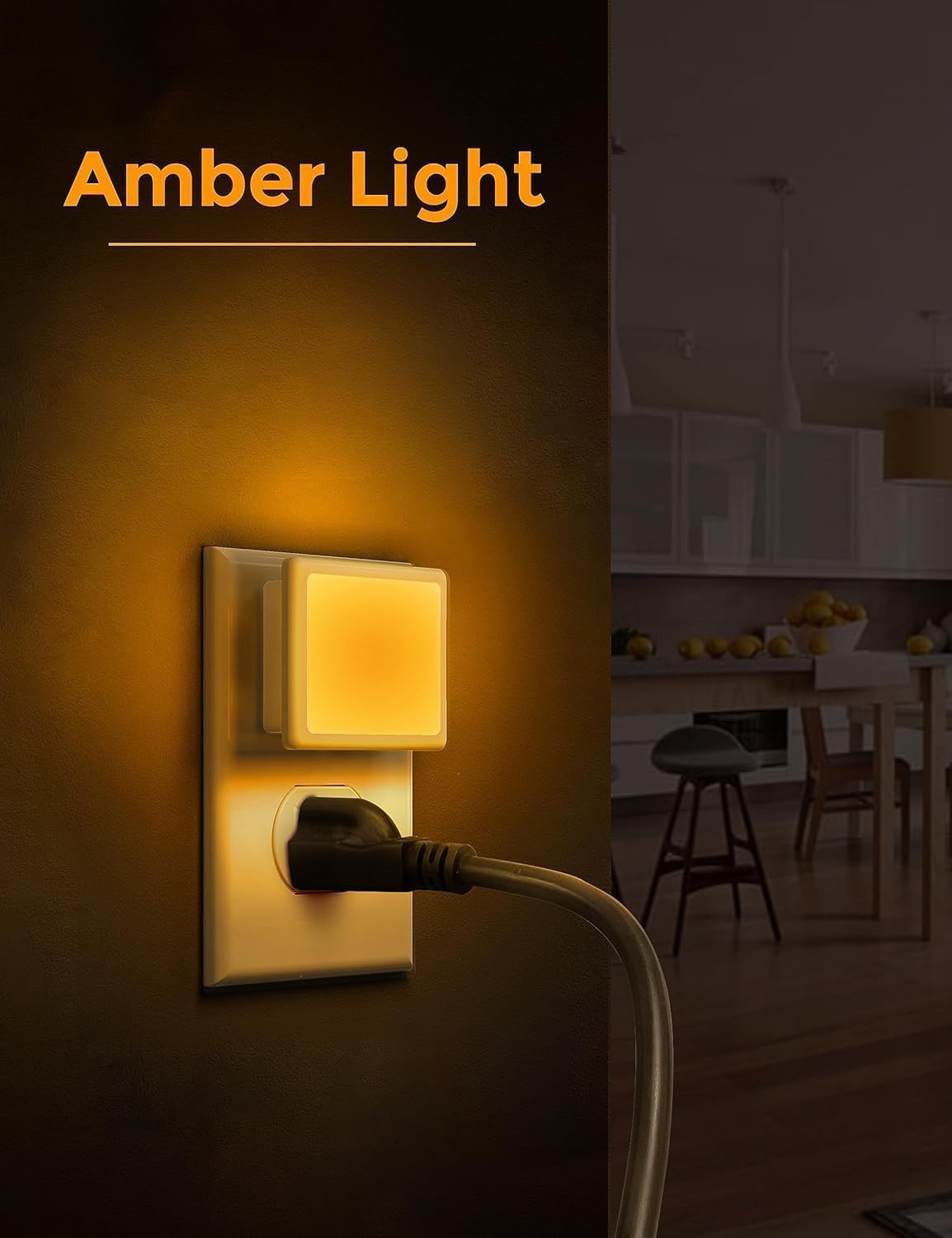 Detalle 2 de L LOHAS LED Amber Plug-In Night Lights, 0.3W Dusk-to-Dawn, 2-Pack
