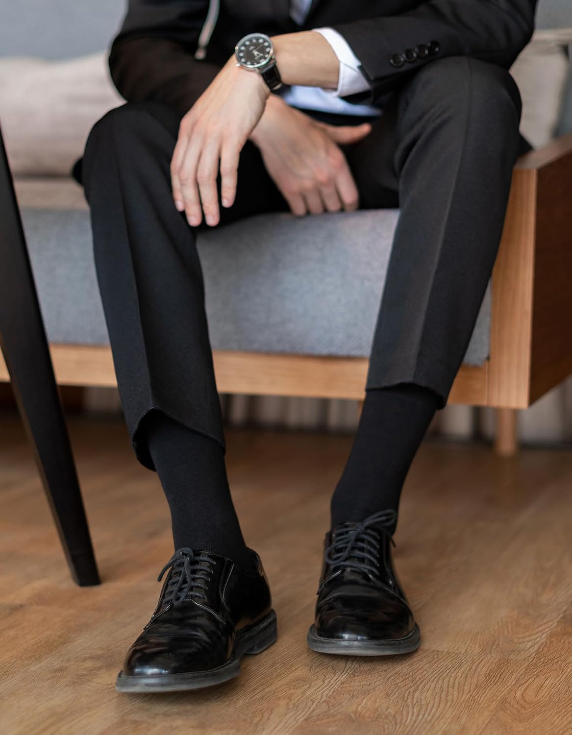Detalle de CLOSEMATE Men's Dress Socks, 6-Pair Cotton Blend with Reinforced Heel and Toe