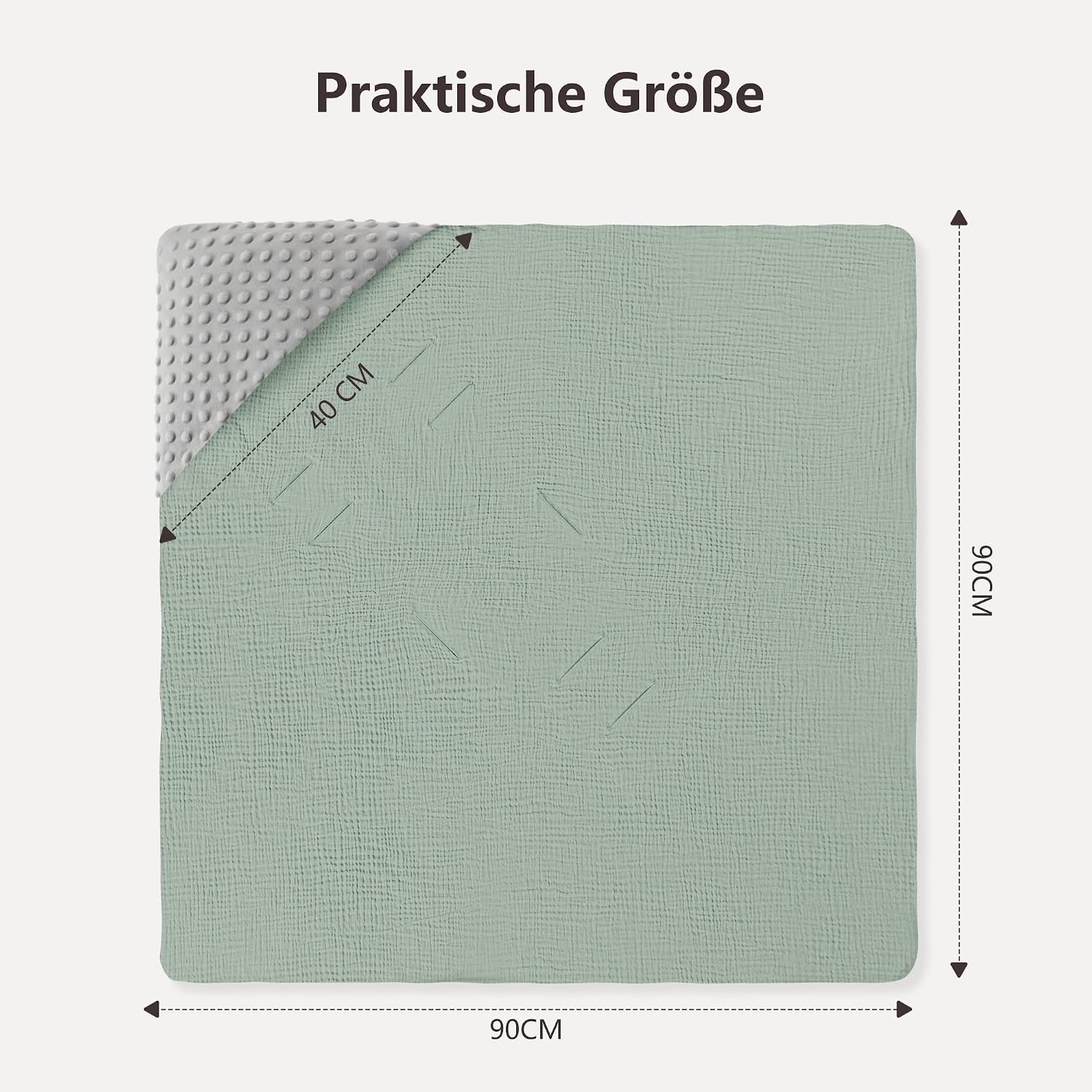 Thumbnail 4 de Susurration Couverture enveloppante Bébé – Chancelière 90 × 90 cm Vert pour Poussette, Landau et Siège Auto