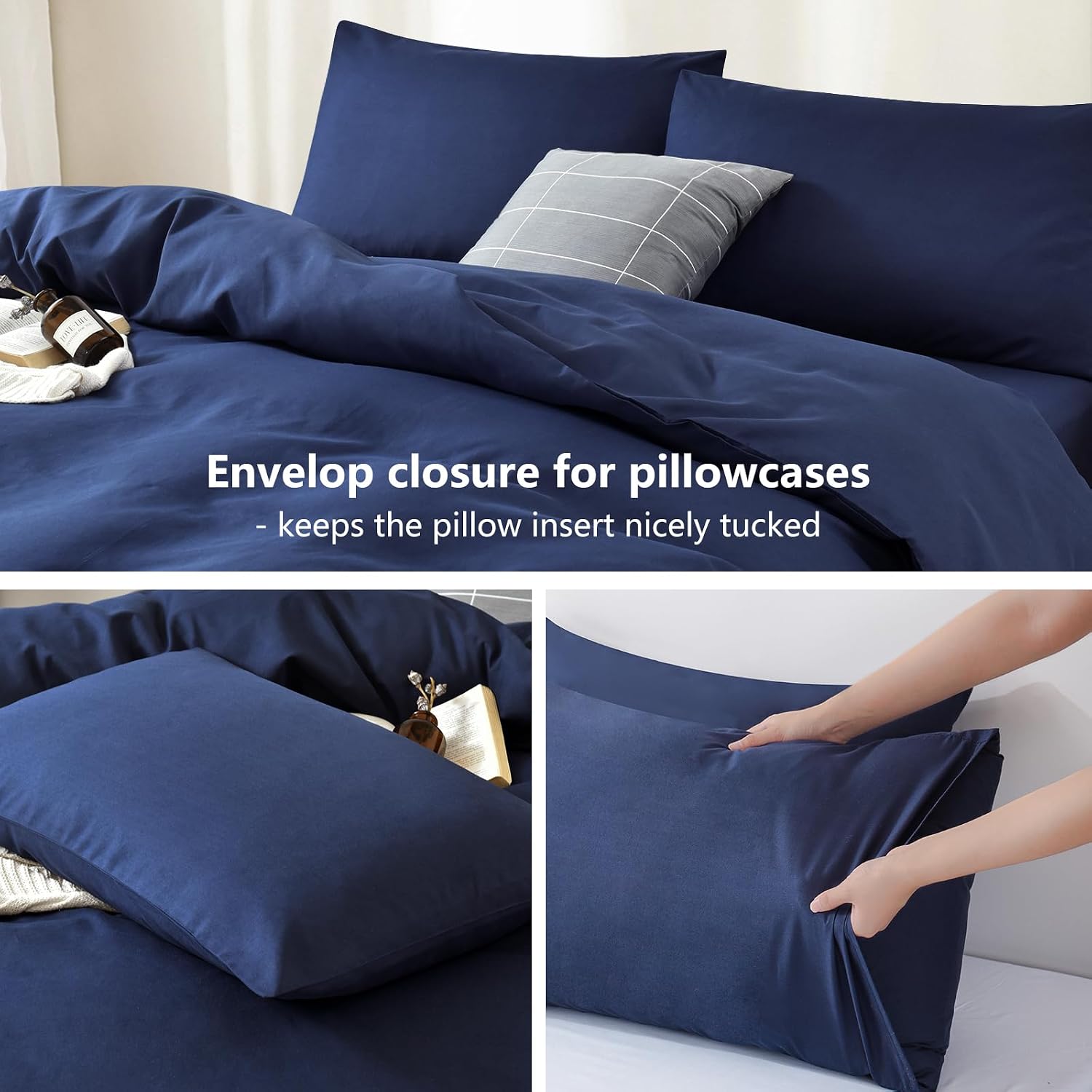 Thumbnail 6 de RUIKASI Bedding Double 4-piece duvet set Navy Blue