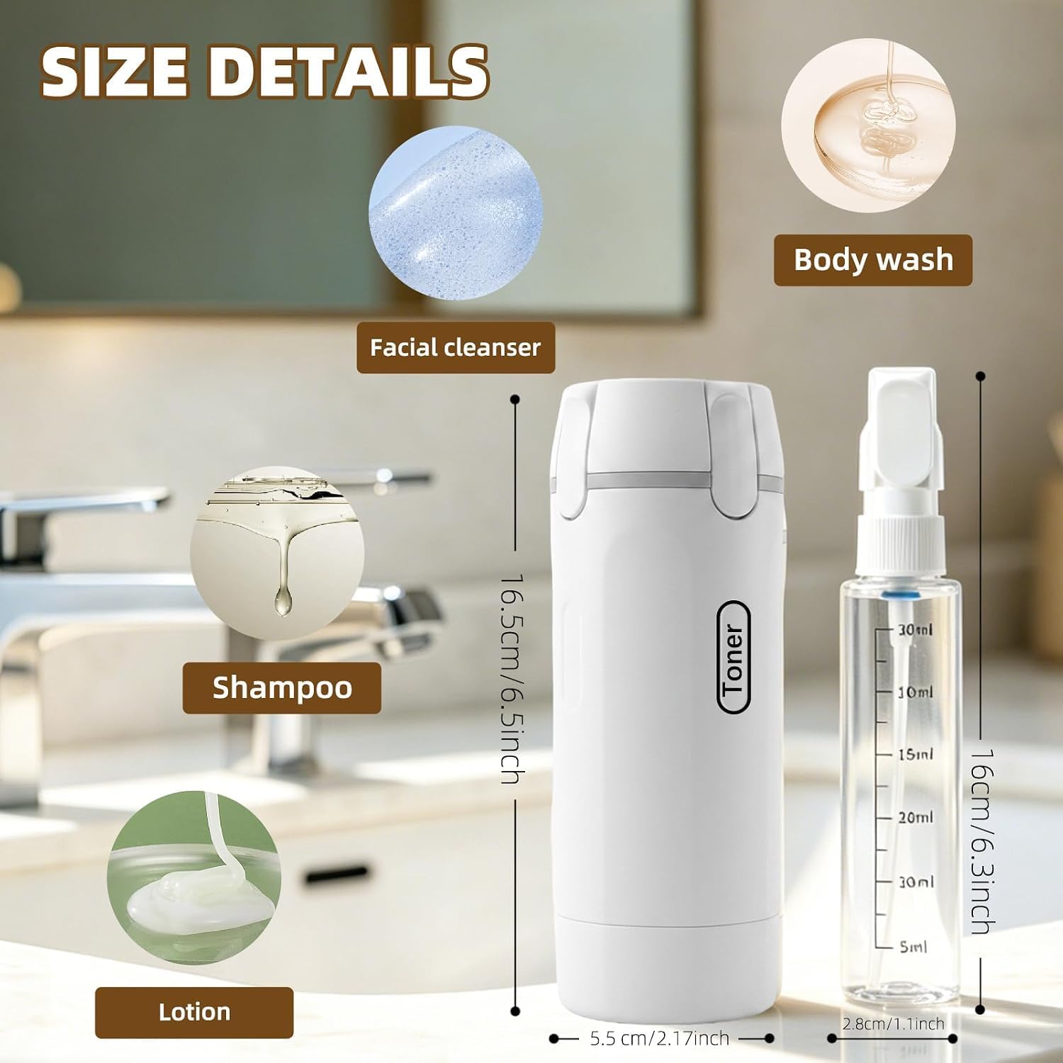 Thumbnail 5 de JQFORUIH 4-in-1 Travel Dispenser Bottle Set, Four 30ml Pump Bottles
