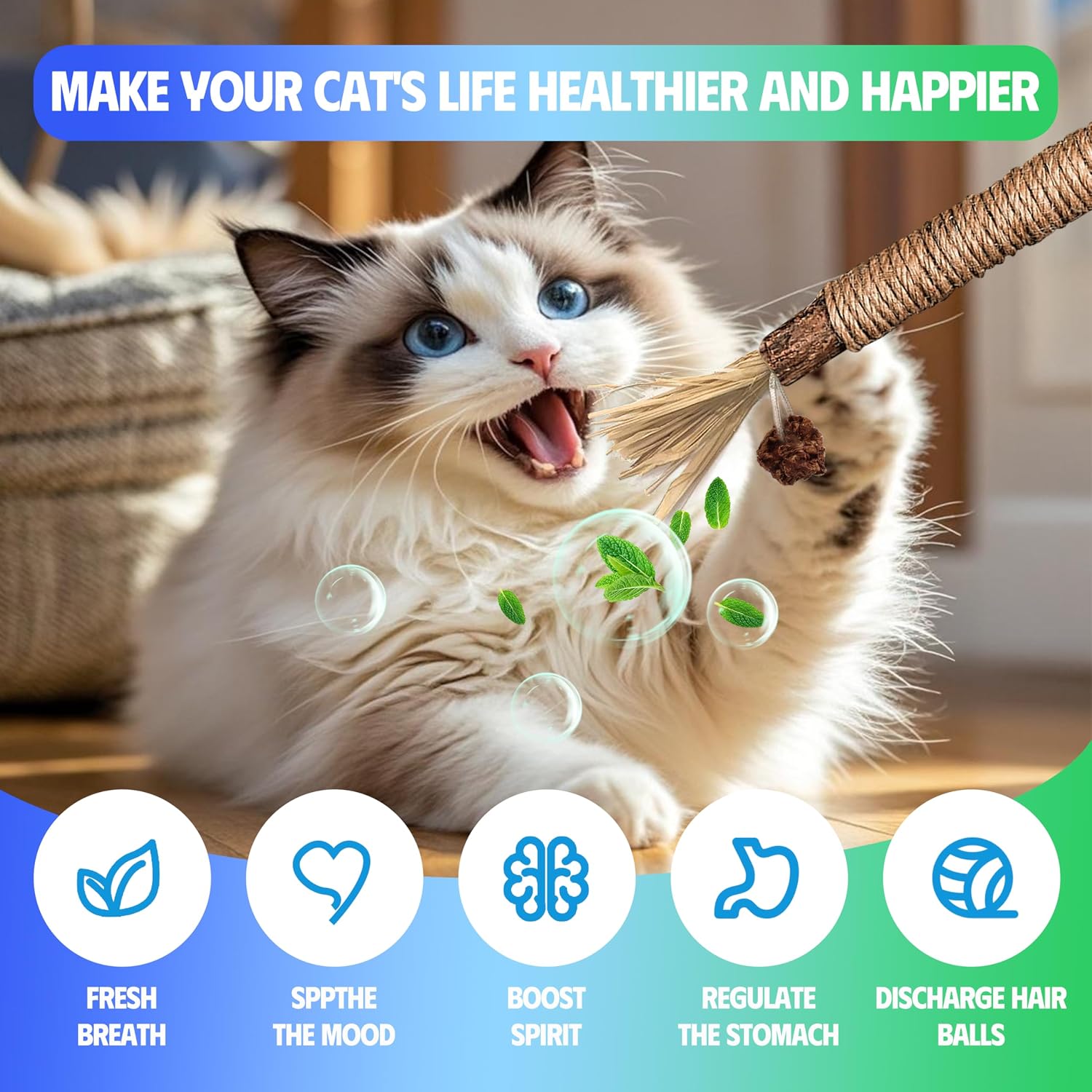 Detalle 1 de GBSYU GBSYU Cat Chew Toys, Silvervine Sticks and Sisal-Cotton Ropes