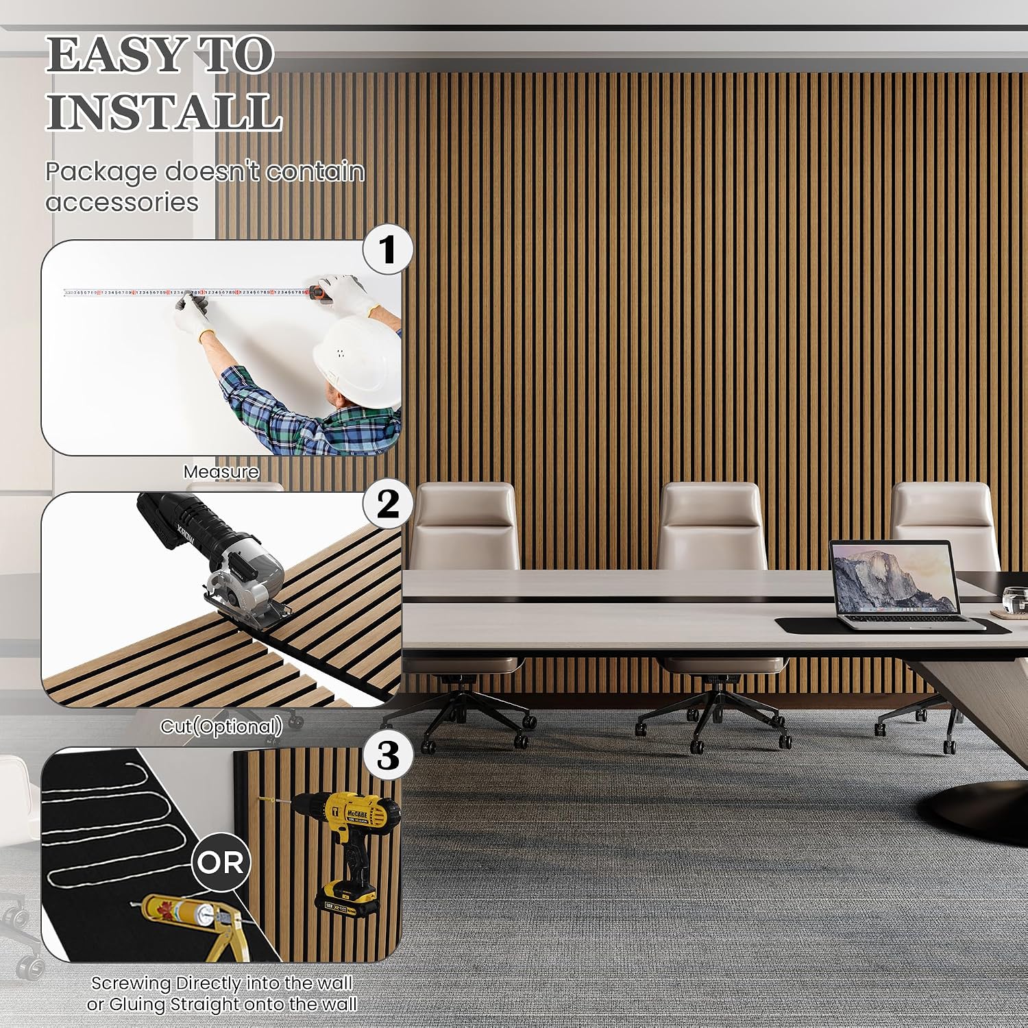 Detalle 2 de LDB_BUILDING AWPLDB-CO-26952-2P Acoustic Wood Wall Panels, Natural Oak, 2-Pack