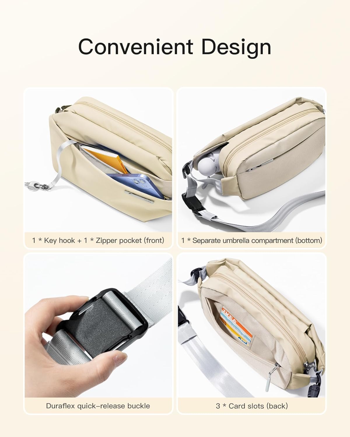 Thumbnail 3 de Inateck sac banane ville et voyage avec bandoulière réglable (34 x 15 x 8 cm) – pour hommes et femmes