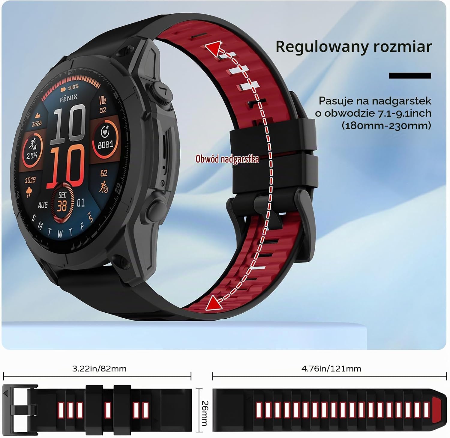 Detalle de U-LIMVE pasek silikonowy QuickFit 26 mm do Garmin Fenix 8 51 mm
