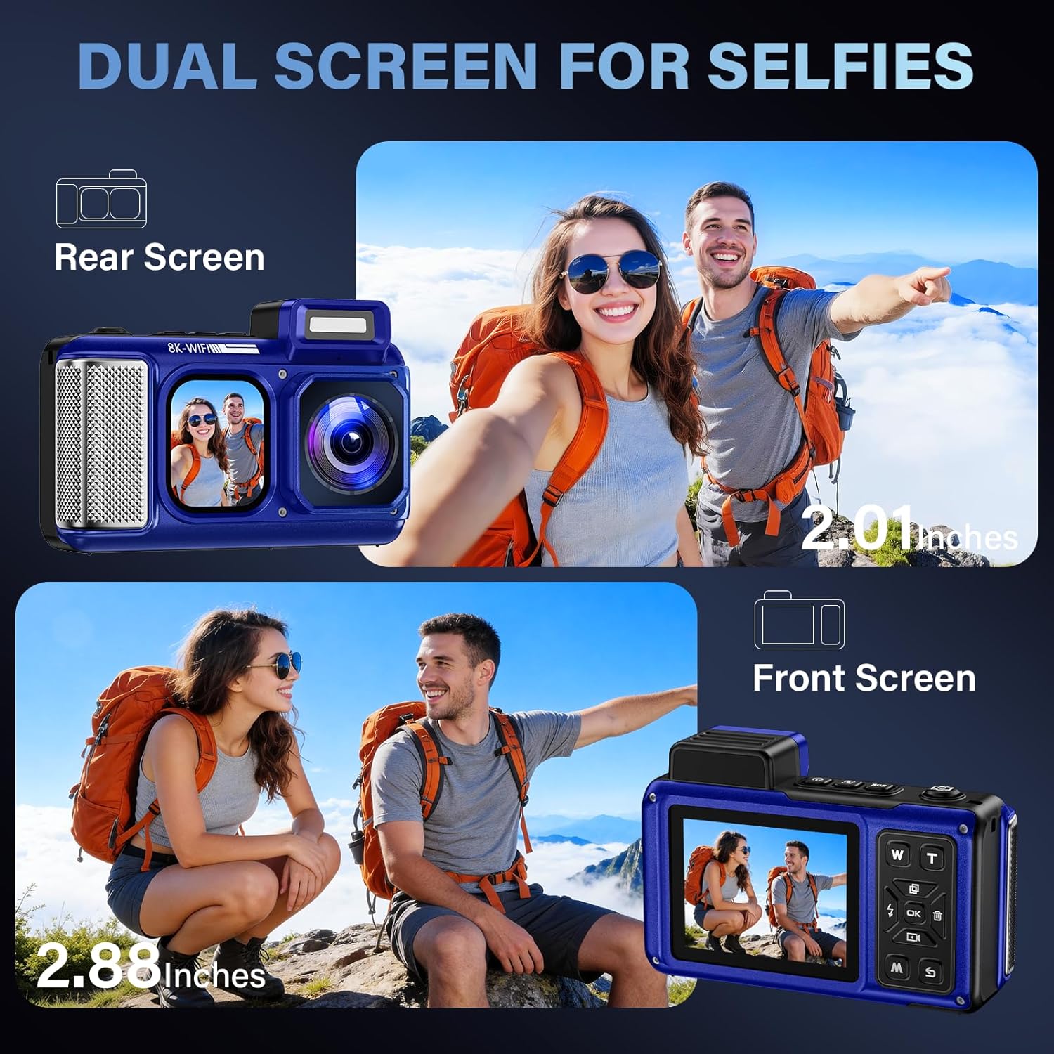 Thumbnail 6 de Maxmango V08 Pro Unterwasserkamera – 8K, 90MP, 49FT/15m Tiefe, Dual-Screen, WiFi, 1800mAh