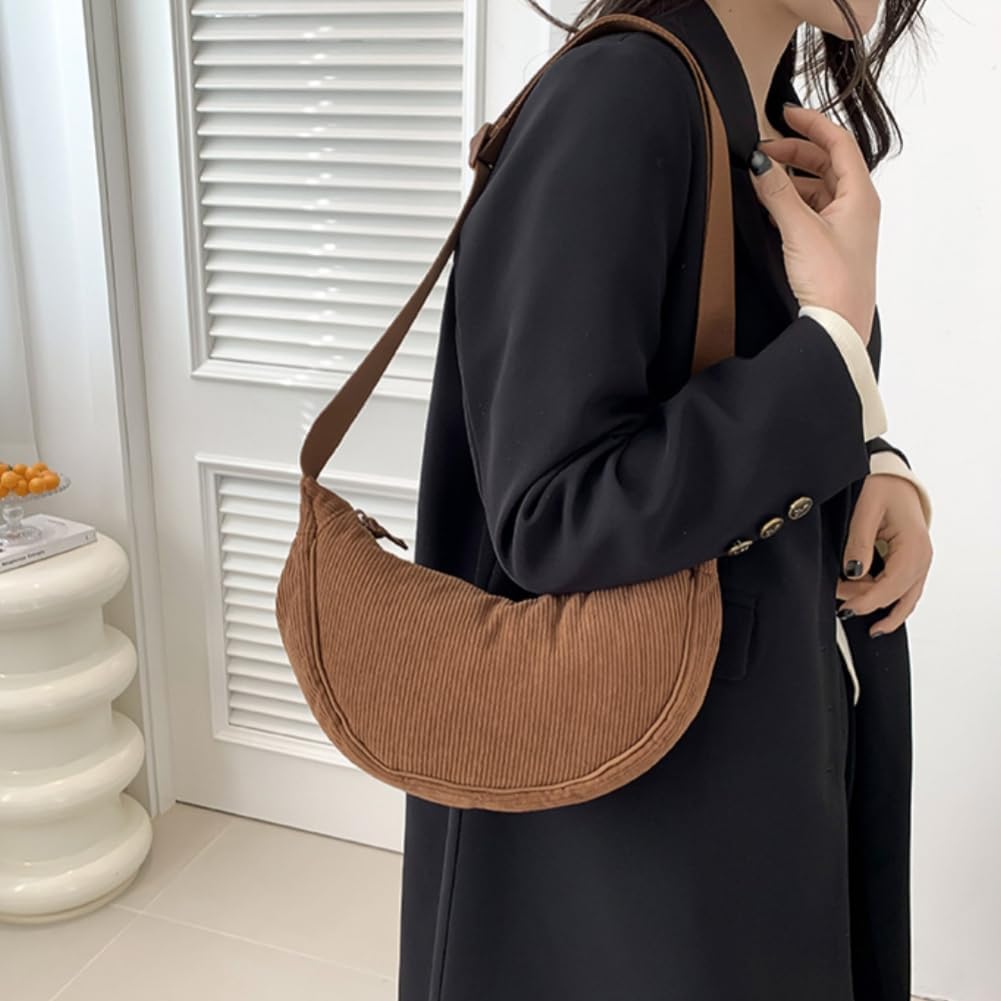 Detalle de Aucuu Borsa a tracolla in nylon a mezzaluna (messenger crossbody) con tracolla regolabile